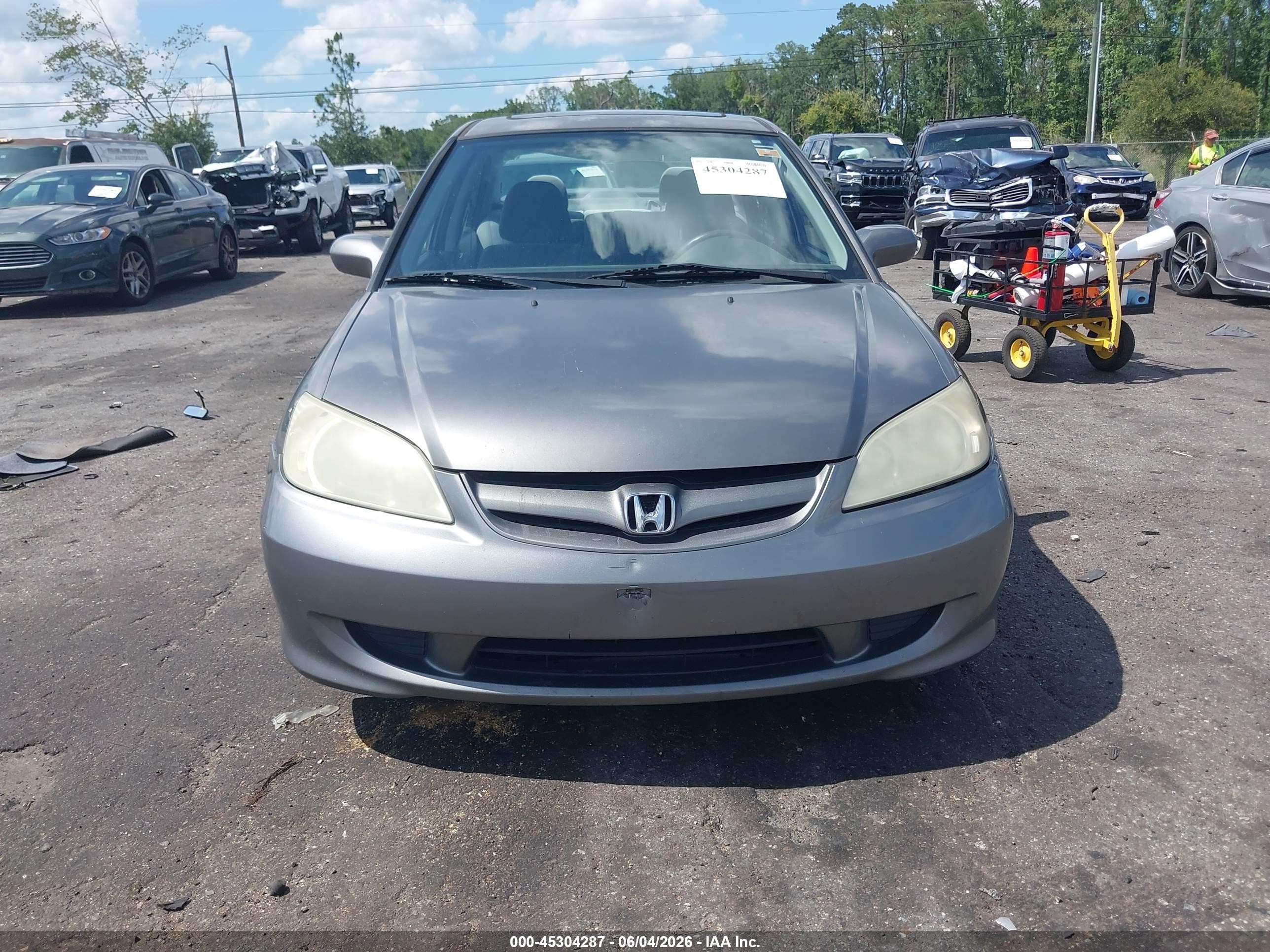 2004 Honda Civic Ex Серый vin: 2HGES25784H566458