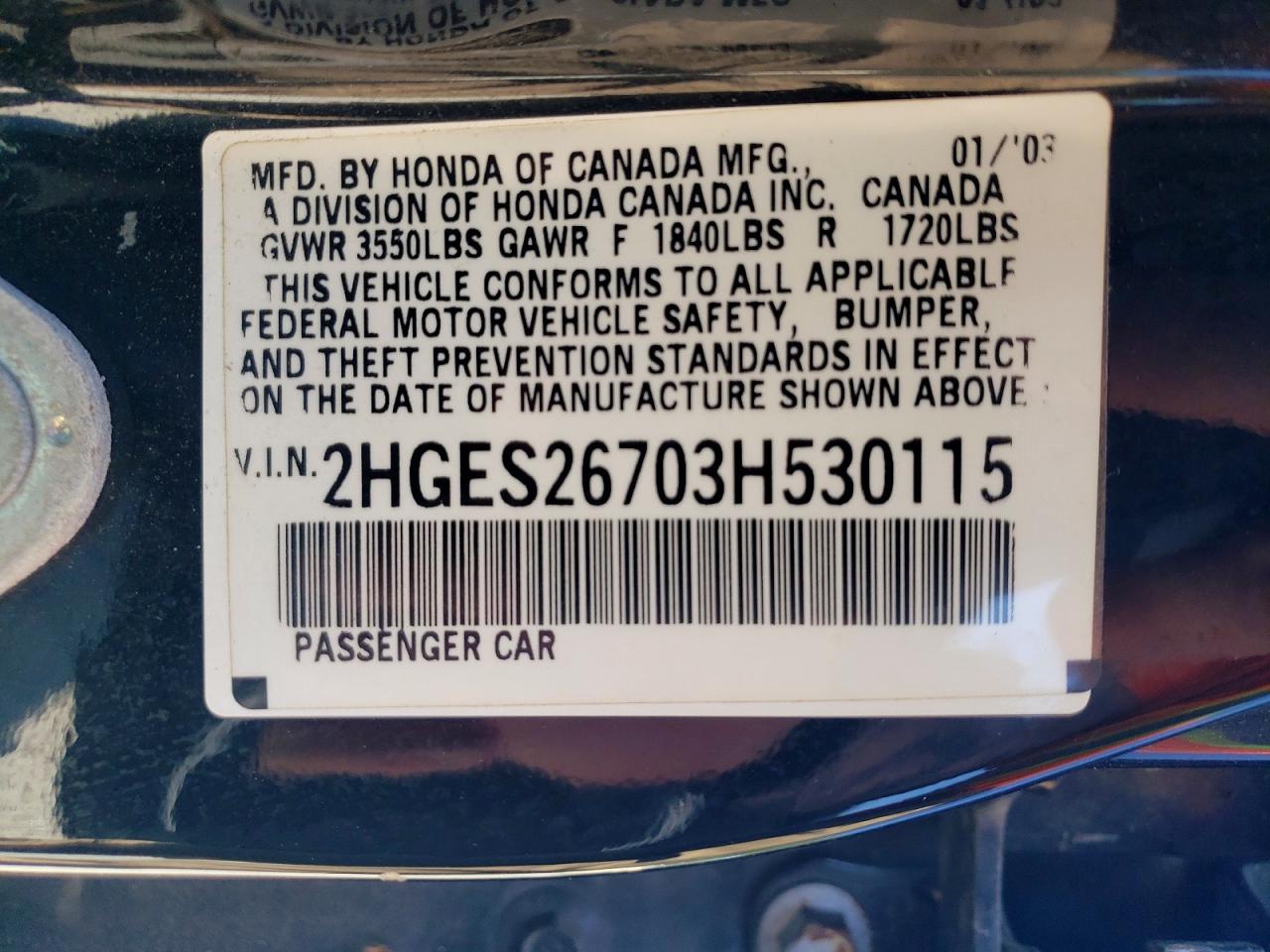 2003 Honda Civic Ex Black vin: 2HGES26703H530115