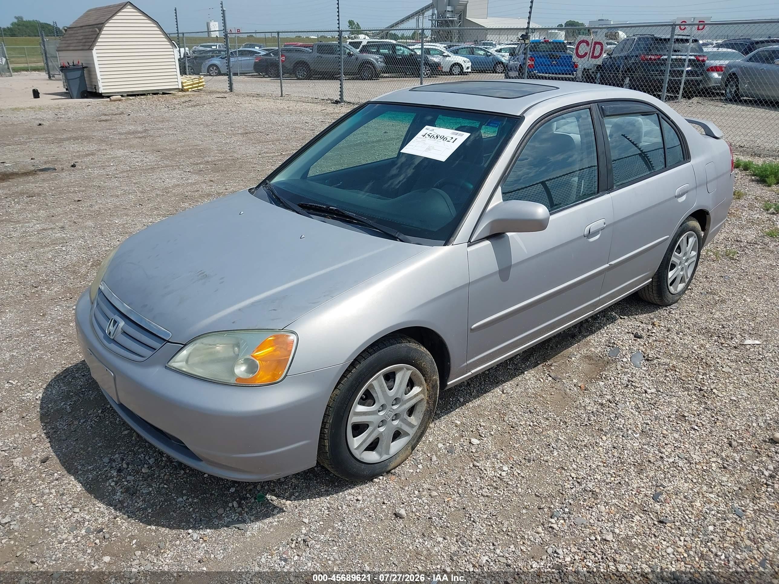 2003 Honda Civic Ex Gray vin: 2HGES26703H552308