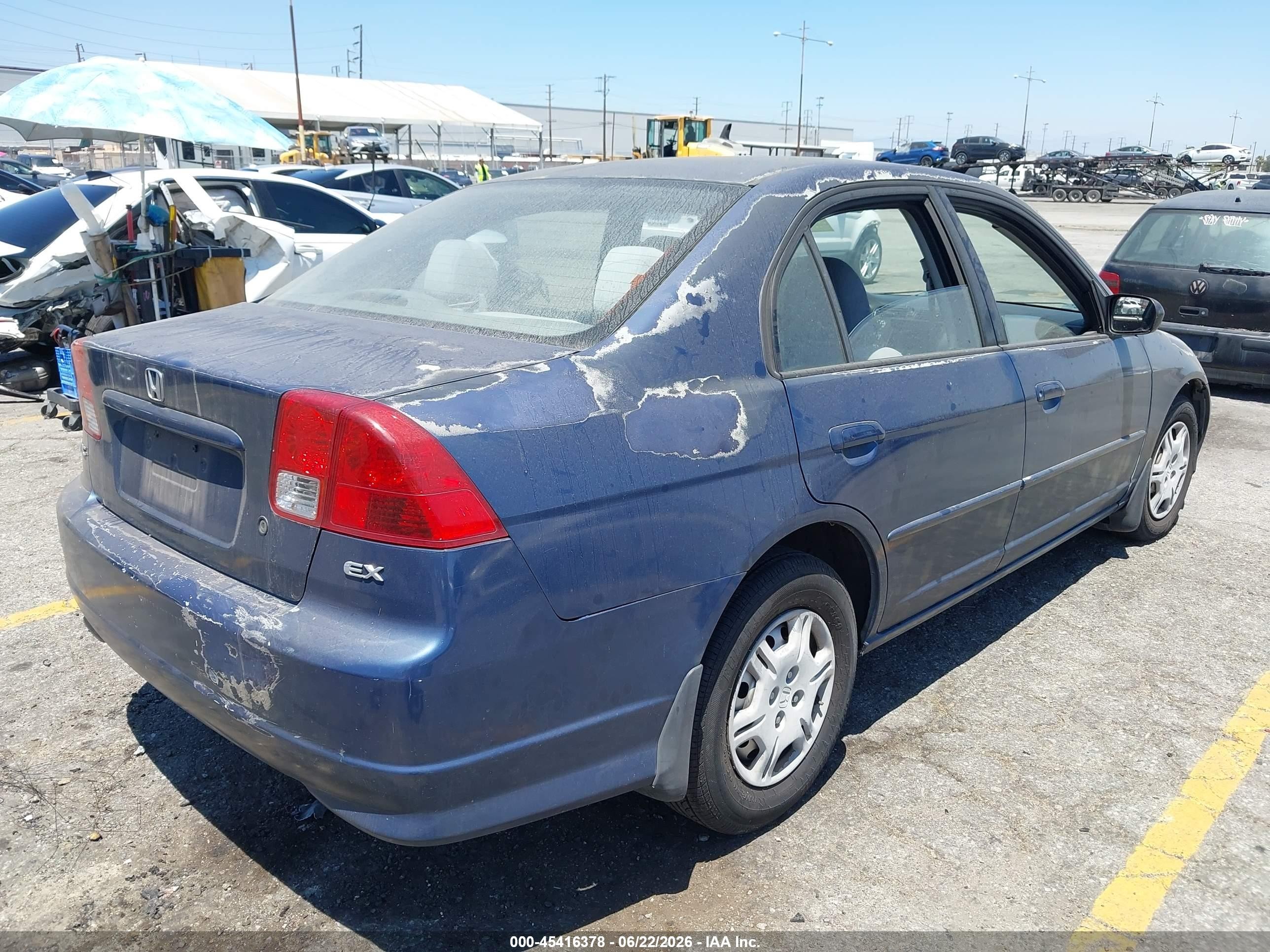 2004 Honda Civic Ex Blue vin: 2HGES26704H544792