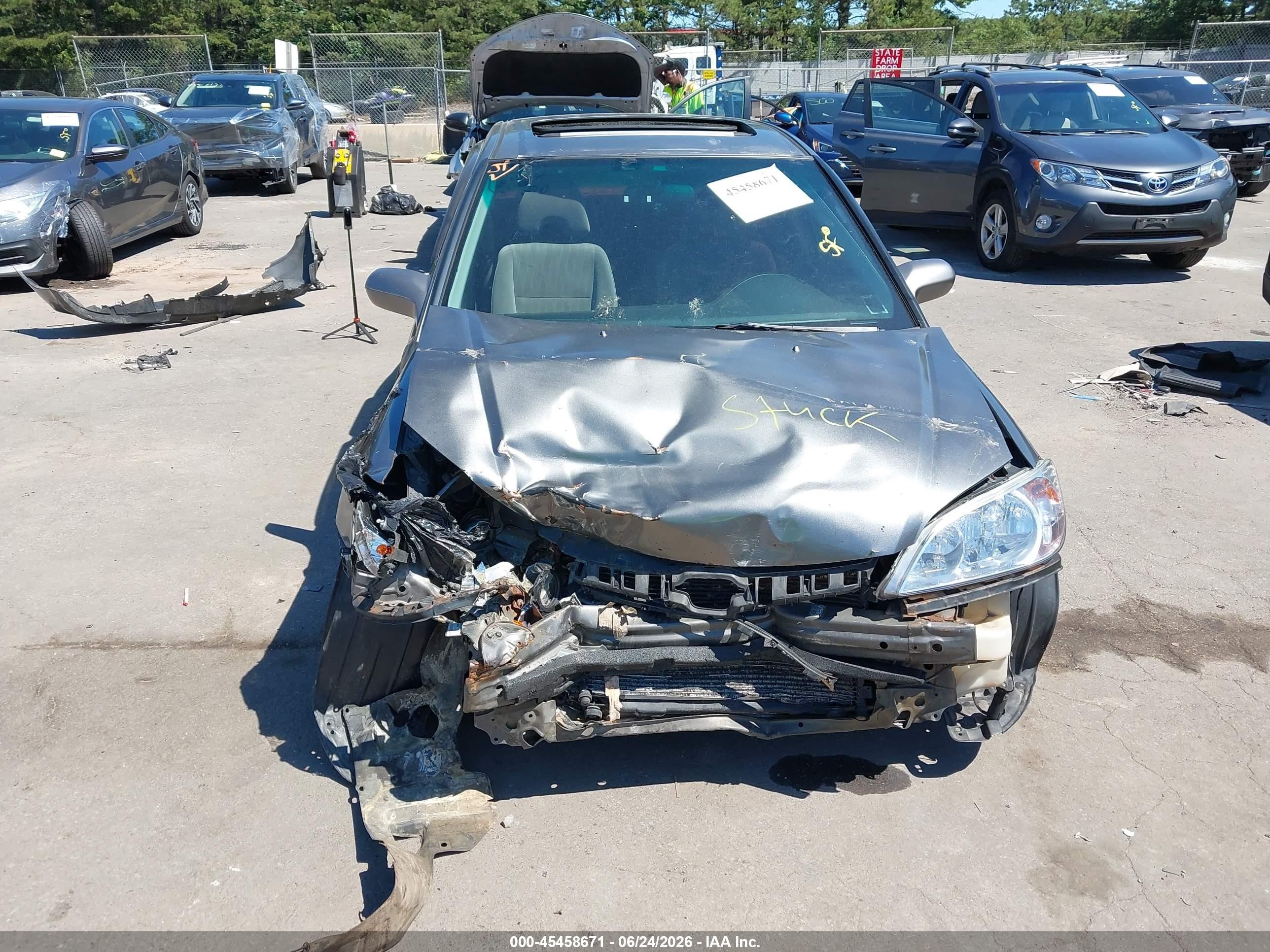2005 Honda Civic Ex Gray vin: 2HGES26705H587370