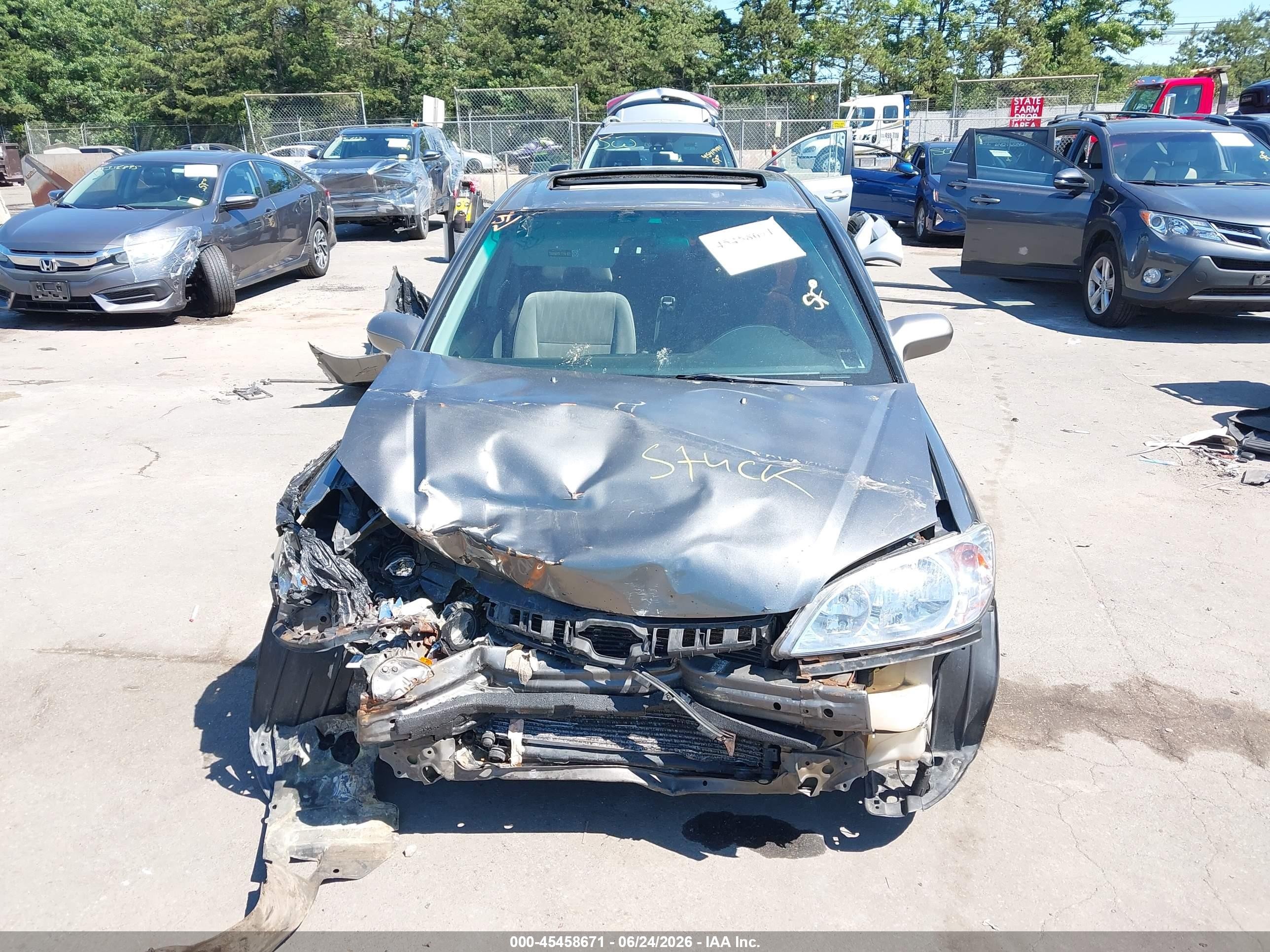 2005 Honda Civic Ex Gray vin: 2HGES26705H587370