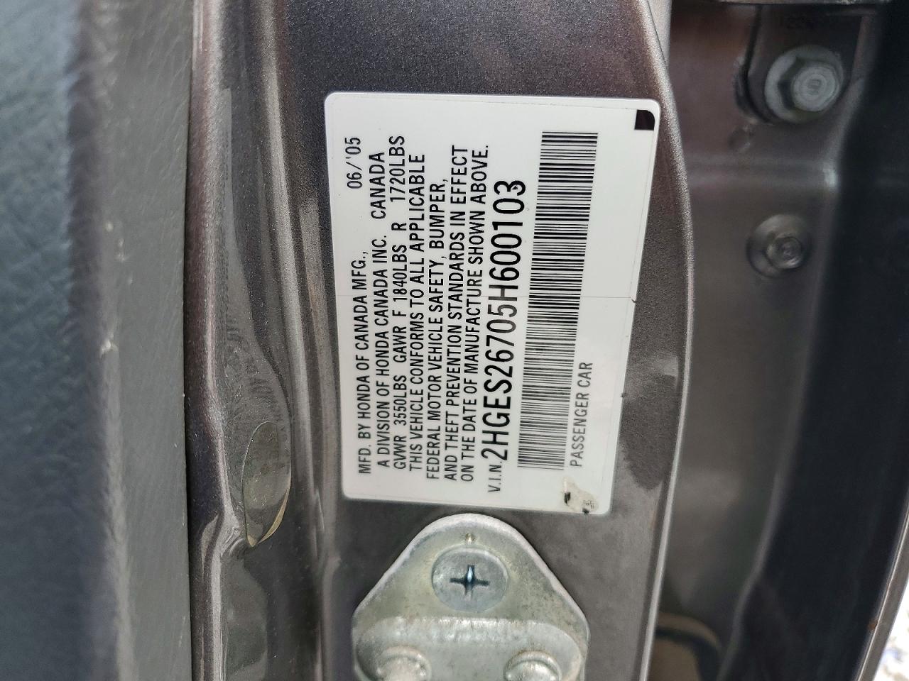 2005 Honda Civic Ex Gray vin: 2HGES26705H600103