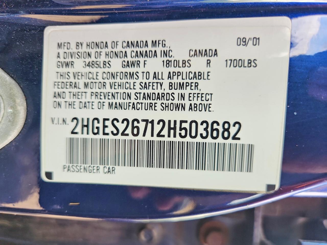 2002 Honda Civic Ex Blue vin: 2HGES26712H503682