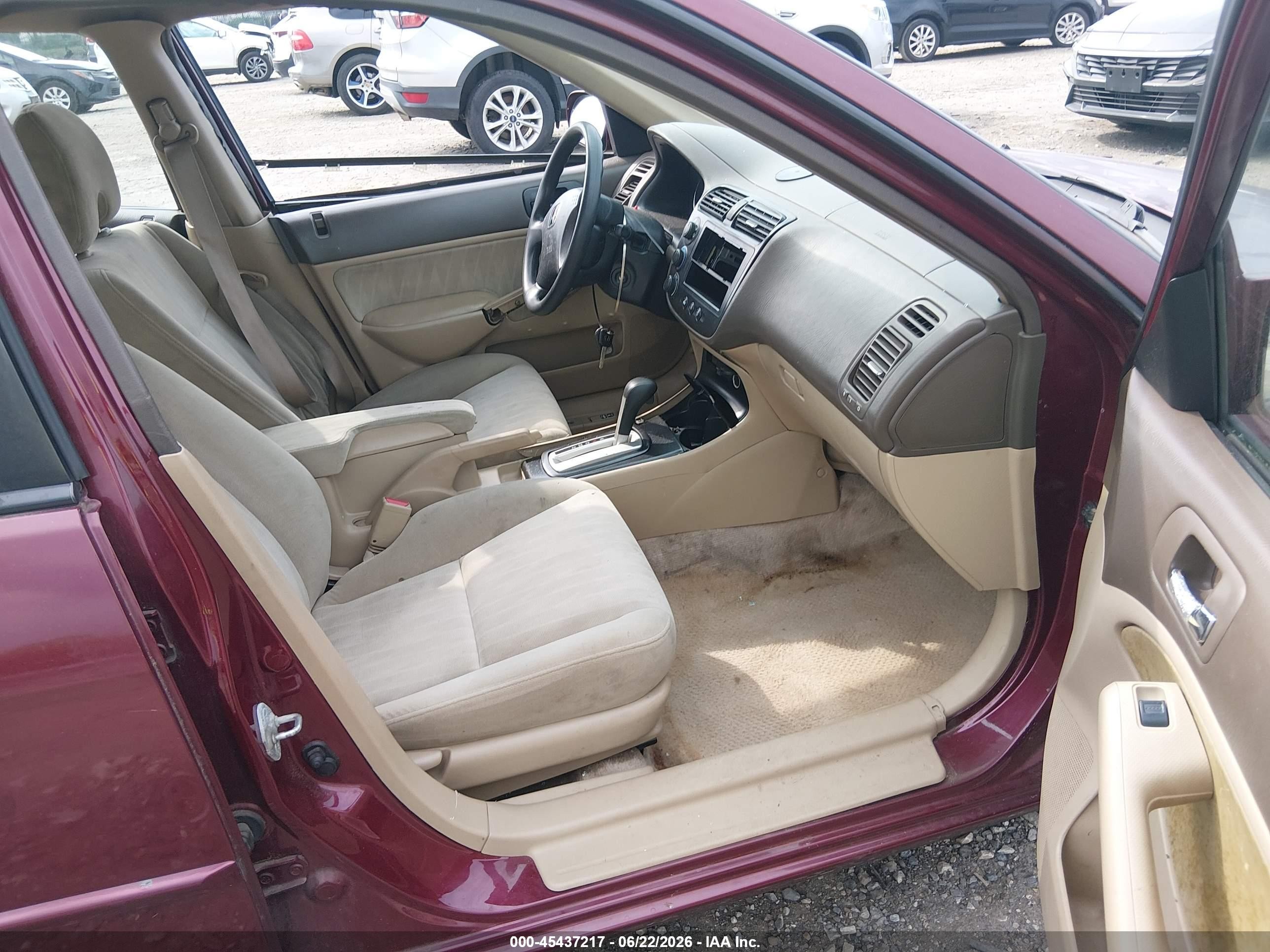 2003 Honda Civic Ex Maroon vin: 2HGES26713H512805