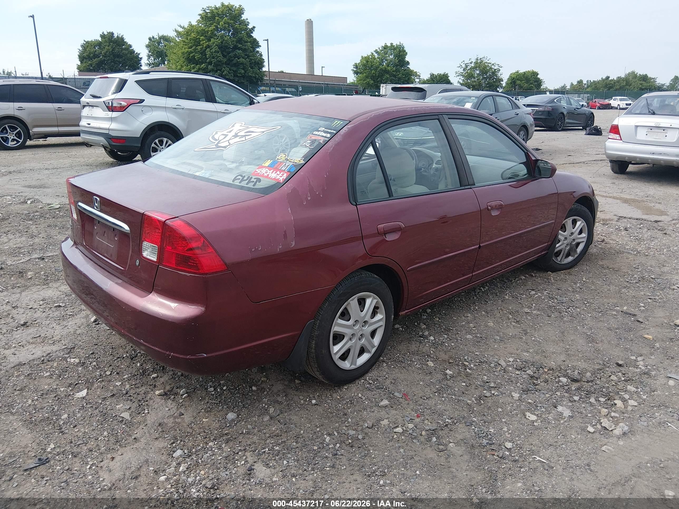 2003 Honda Civic Ex Maroon vin: 2HGES26713H512805