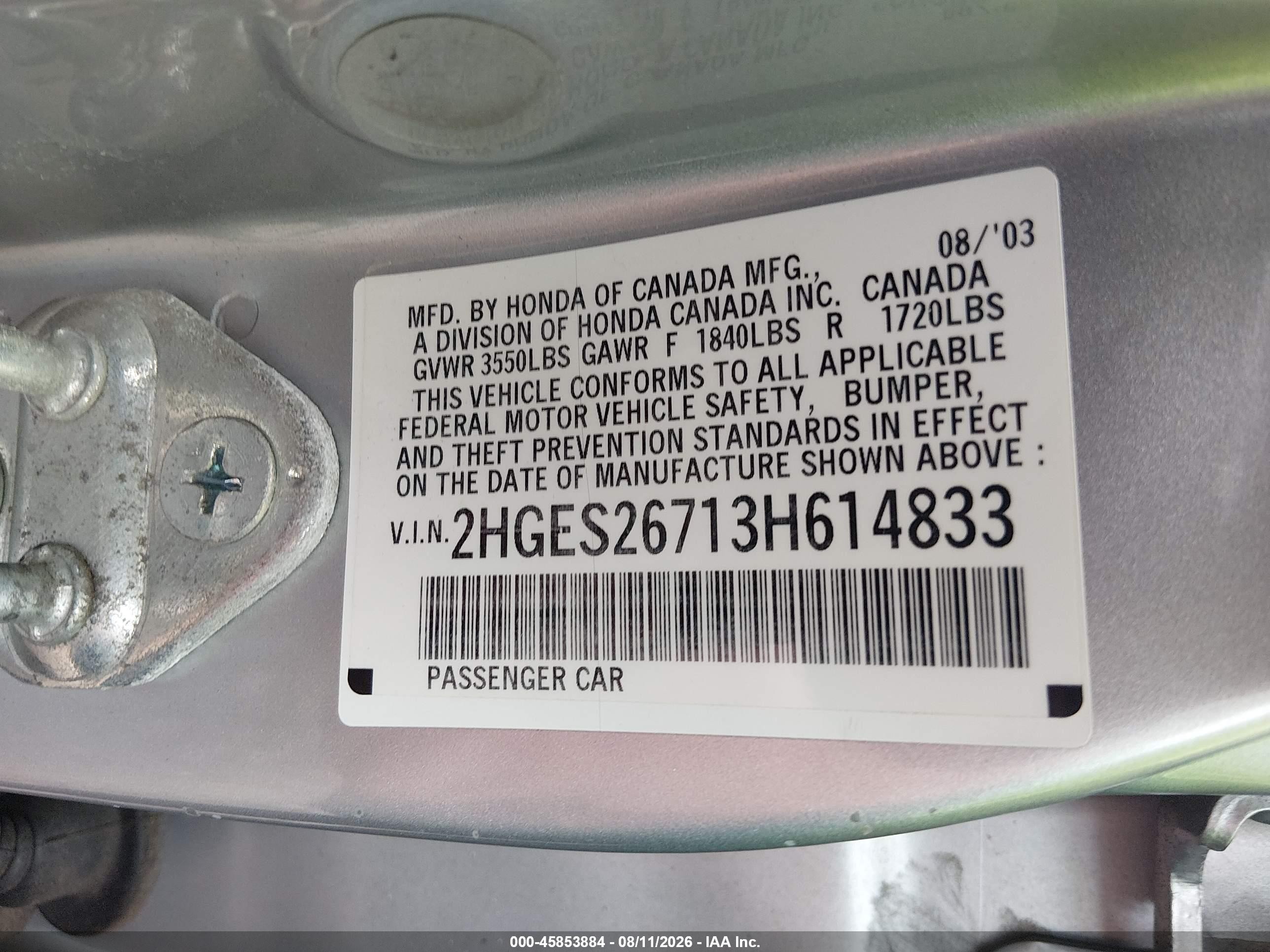 2003 Honda Civic Ex Green vin: 2HGES26713H614833