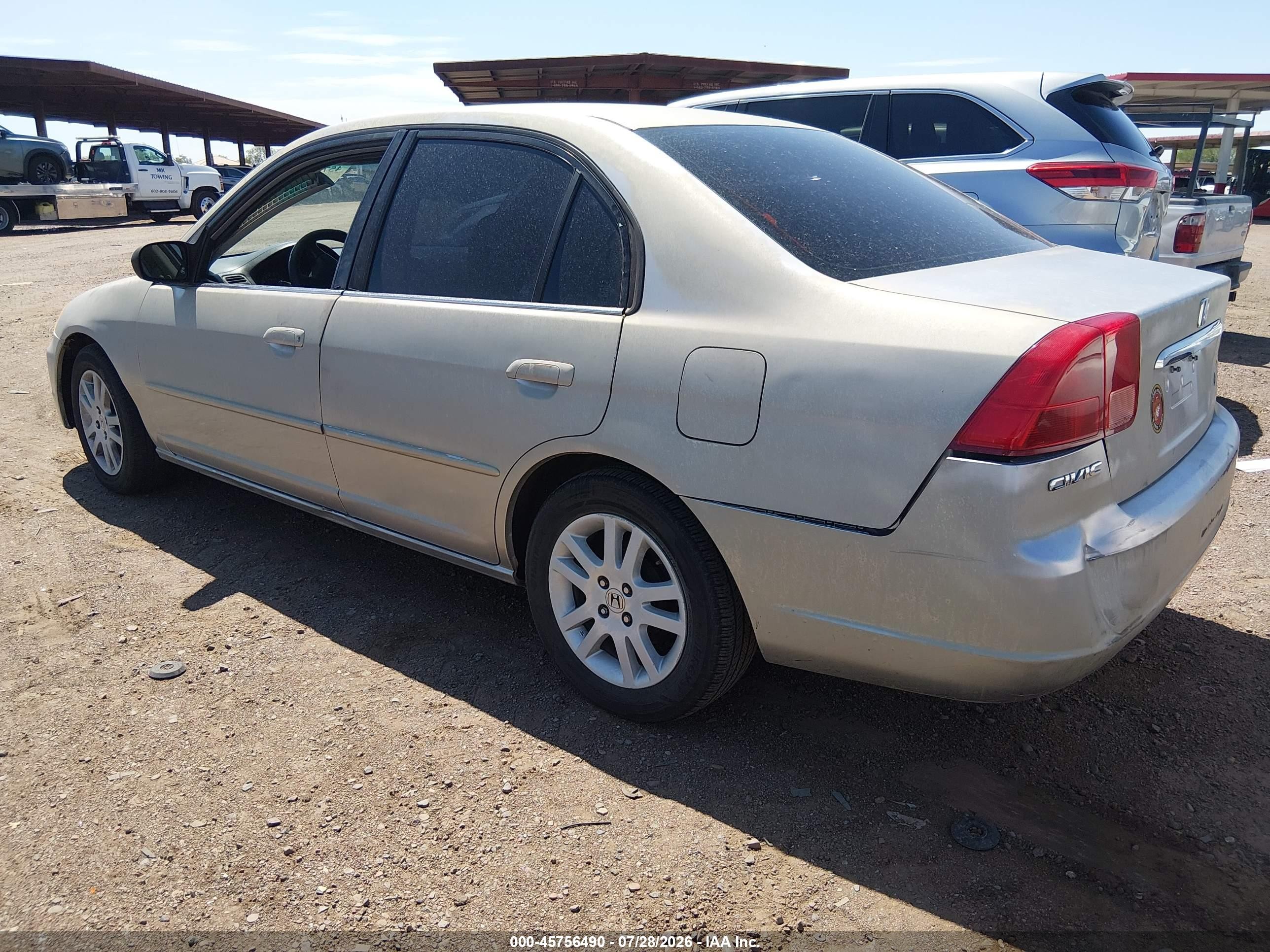 2001 Honda Civic Ex Желто-коричневый vin: 2HGES26721H571214
