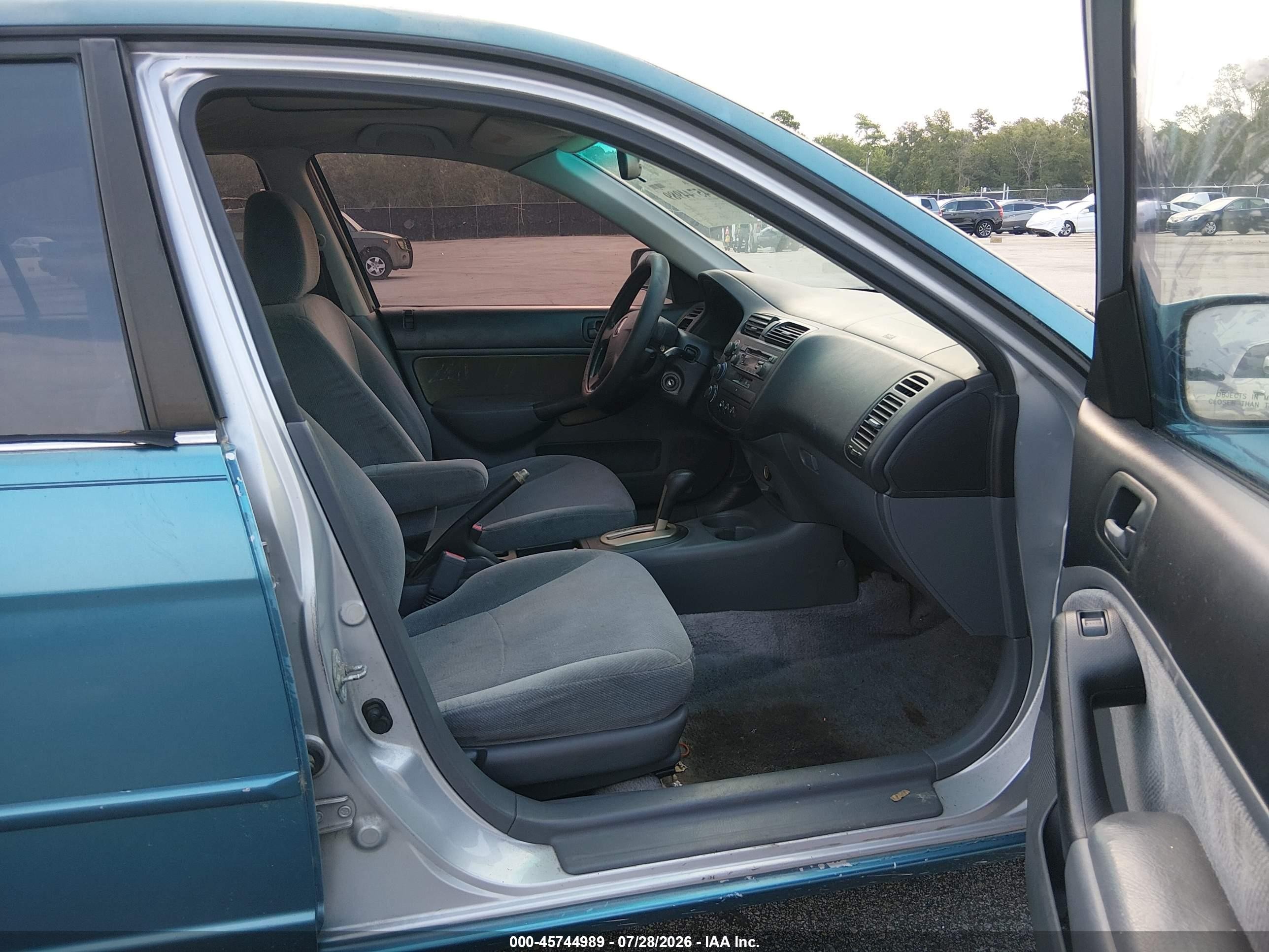 2001 Honda Civic Ex Light Blue vin: 2HGES26721H595044