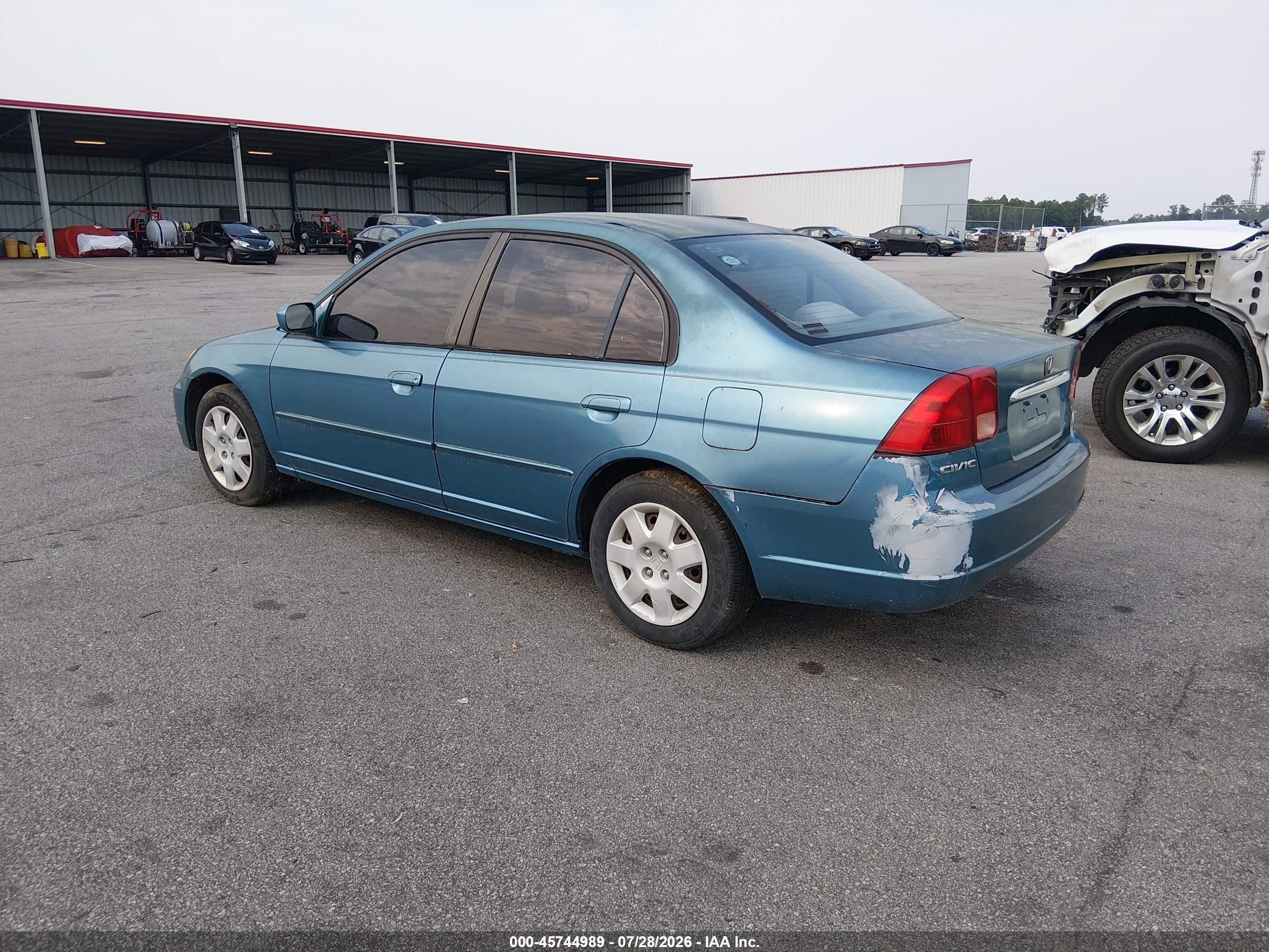 2001 Honda Civic Ex Light Blue vin: 2HGES26721H595044