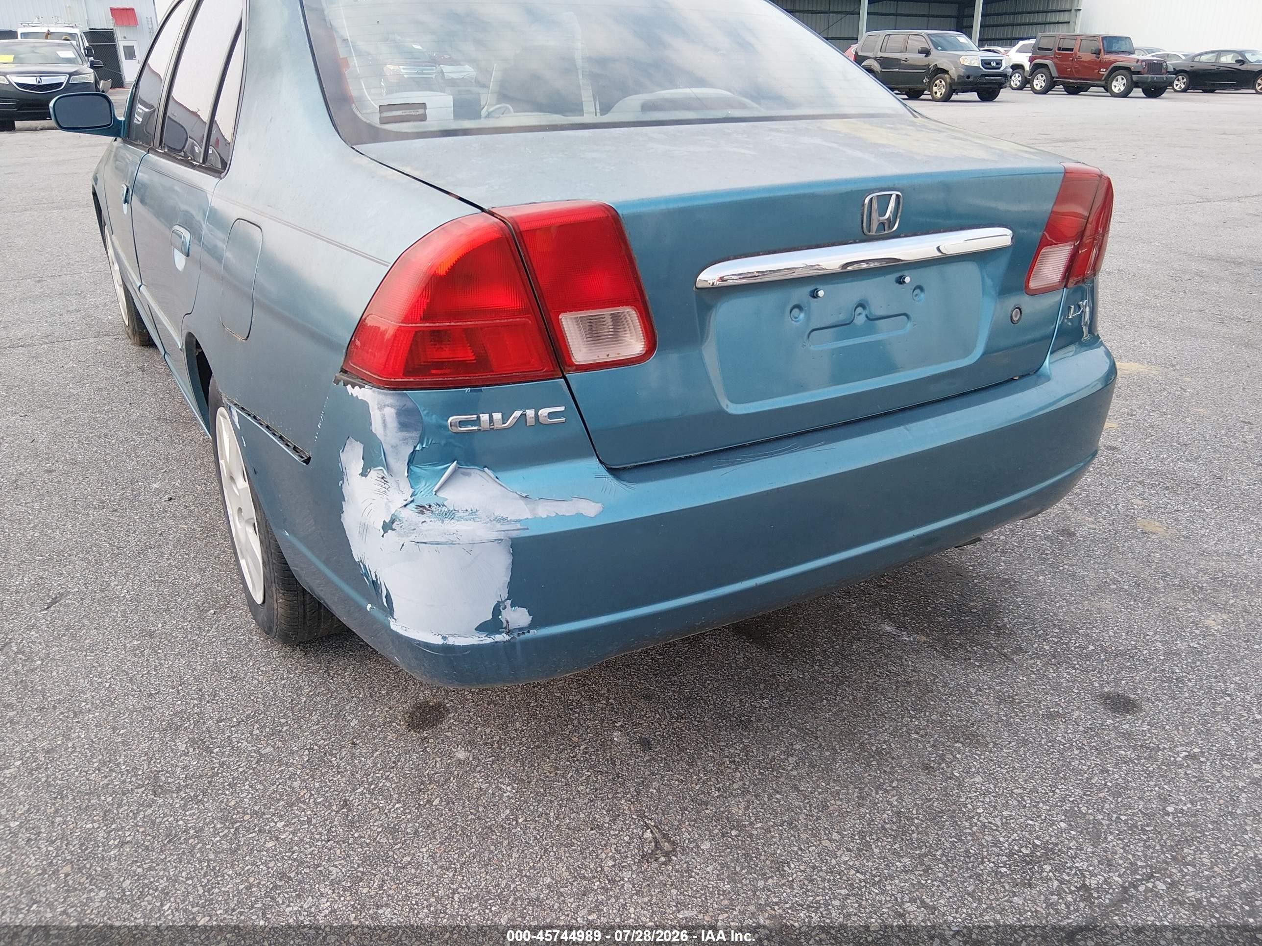 2001 Honda Civic Ex Light Blue vin: 2HGES26721H595044