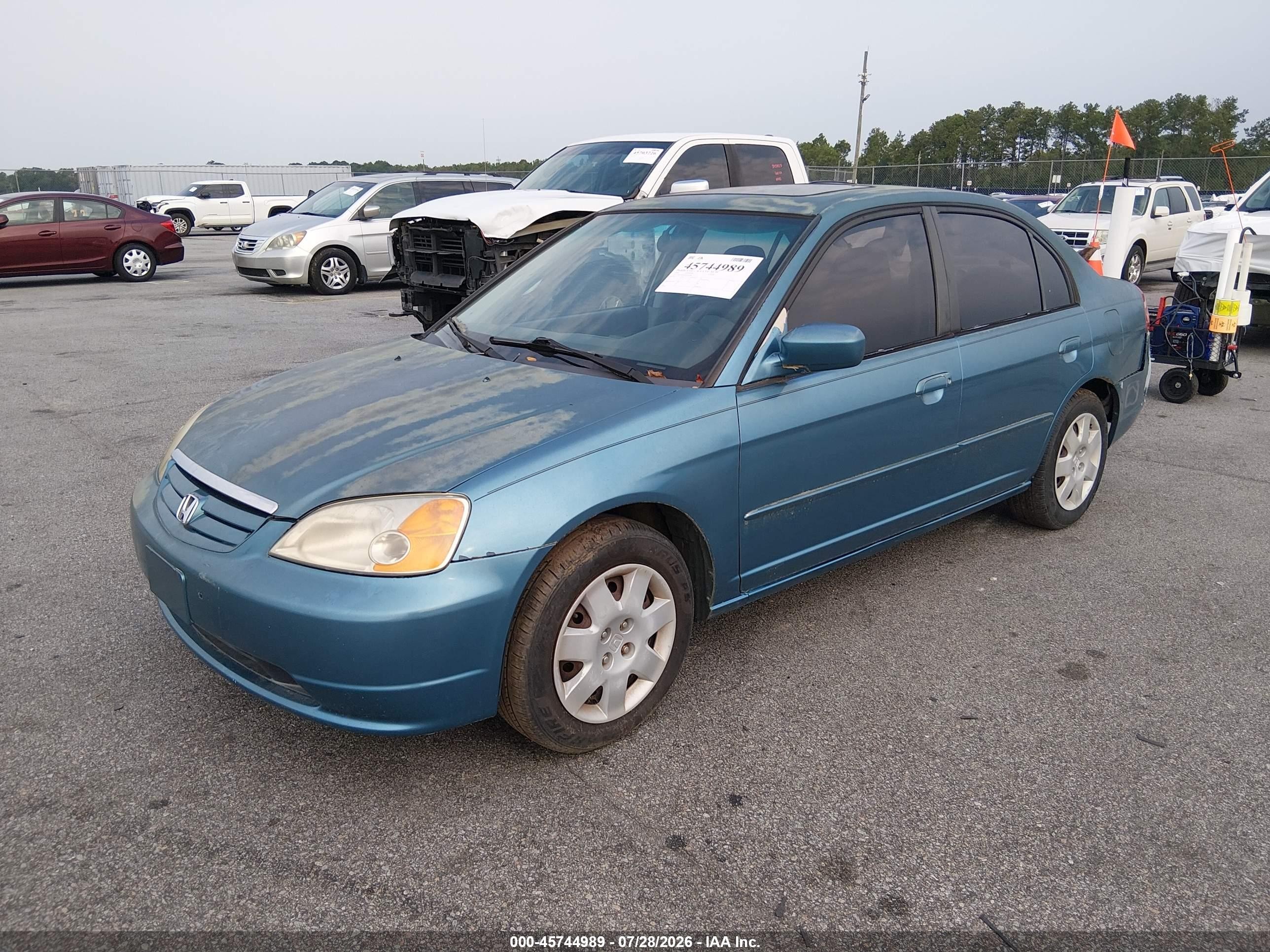 2001 Honda Civic Ex Light Blue vin: 2HGES26721H595044