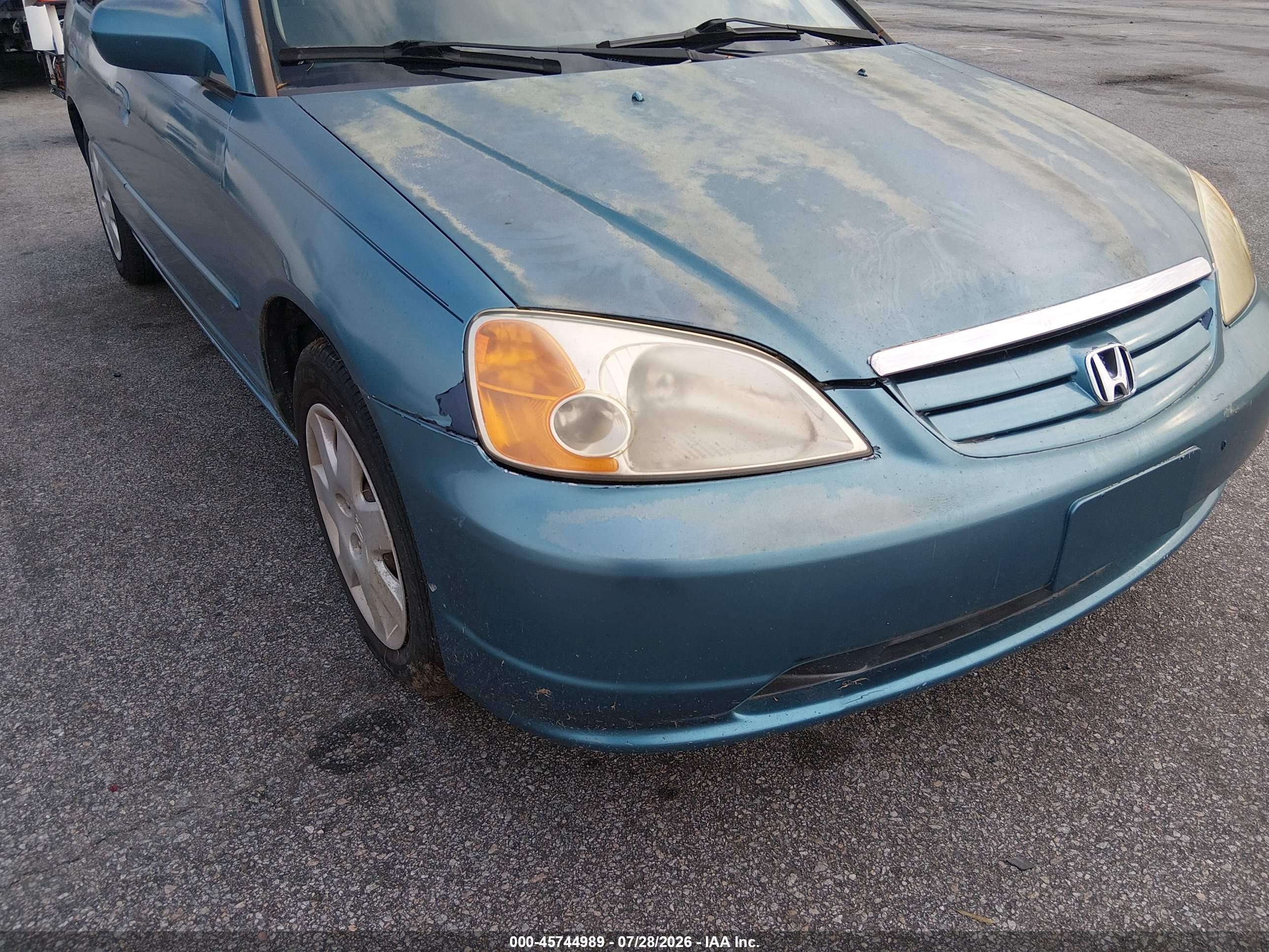 2001 Honda Civic Ex Light Blue vin: 2HGES26721H595044