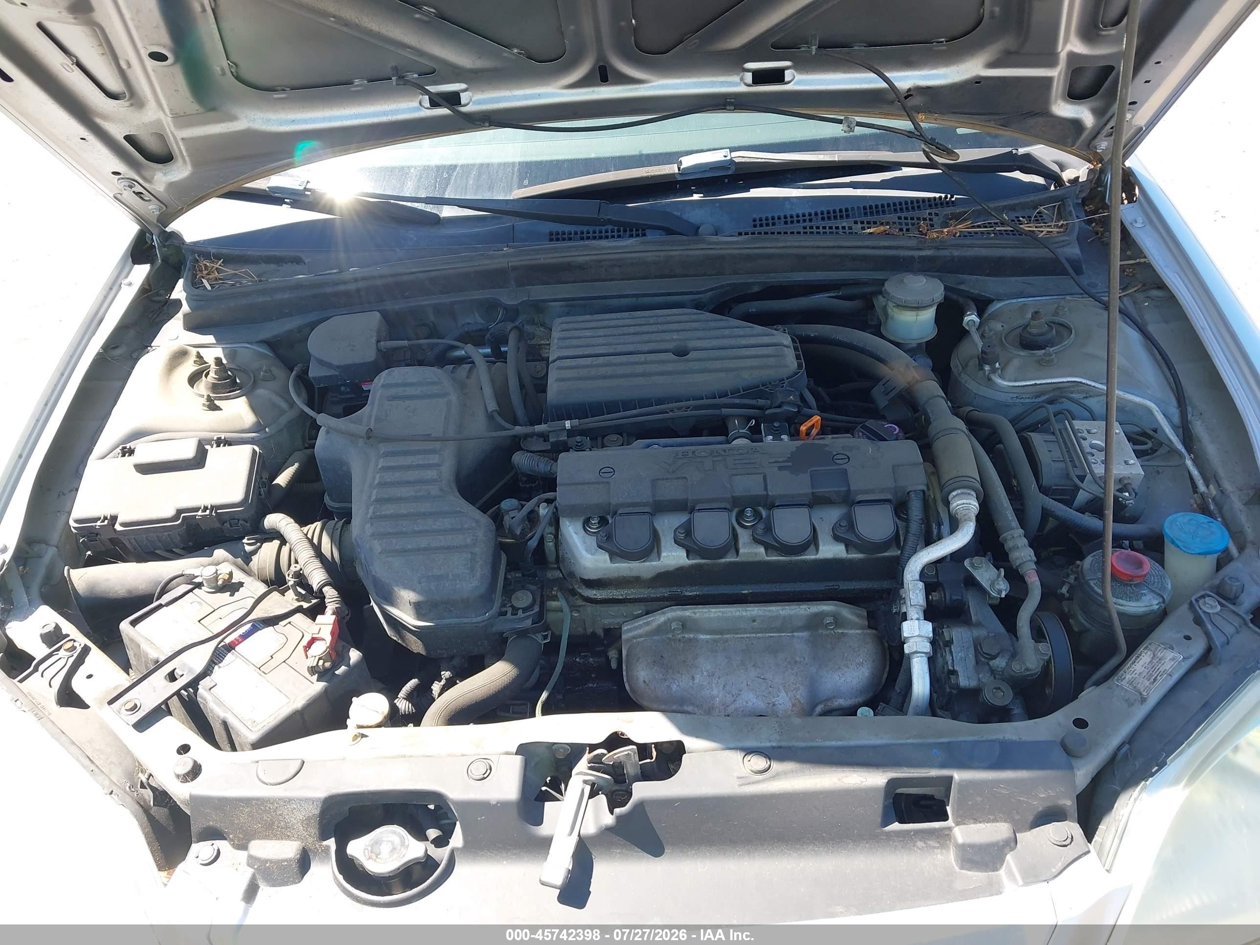 2001 Honda Civic Ex Серебряный vin: 2HGES26721H598607