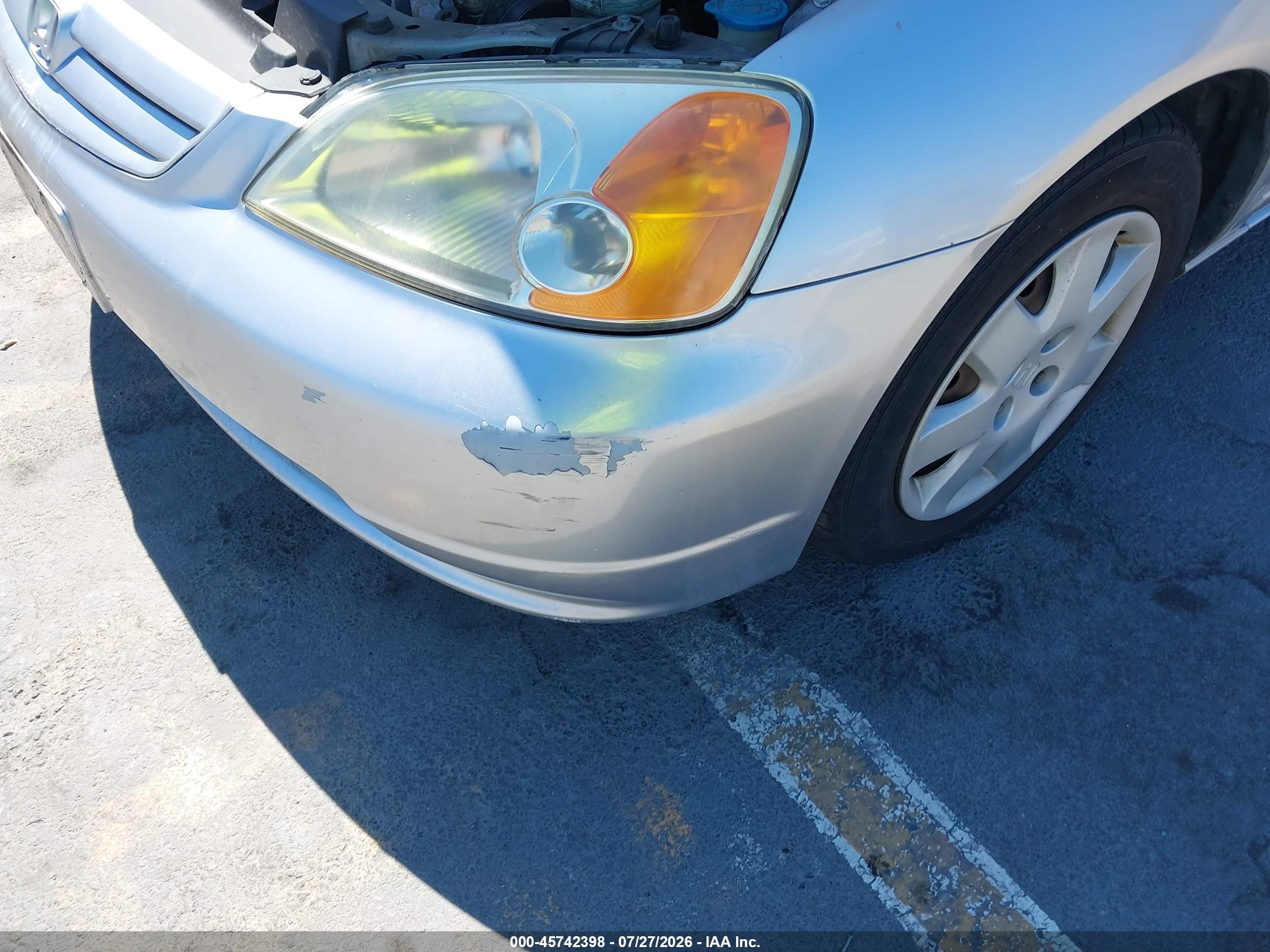2001 Honda Civic Ex Серебряный vin: 2HGES26721H598607