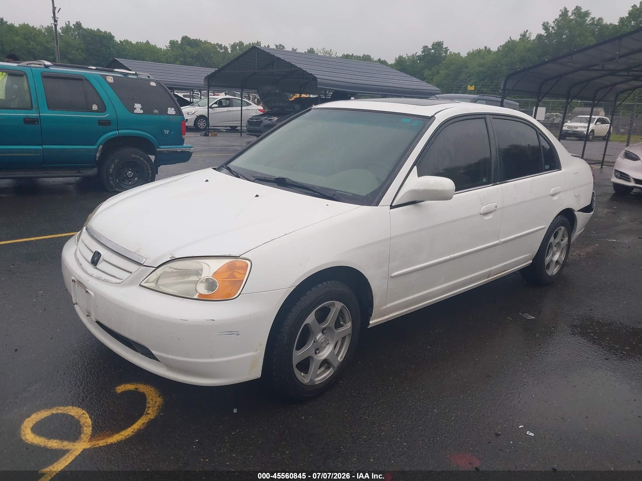 2002 Honda Civic Ex White vin: 2HGES26722H590413