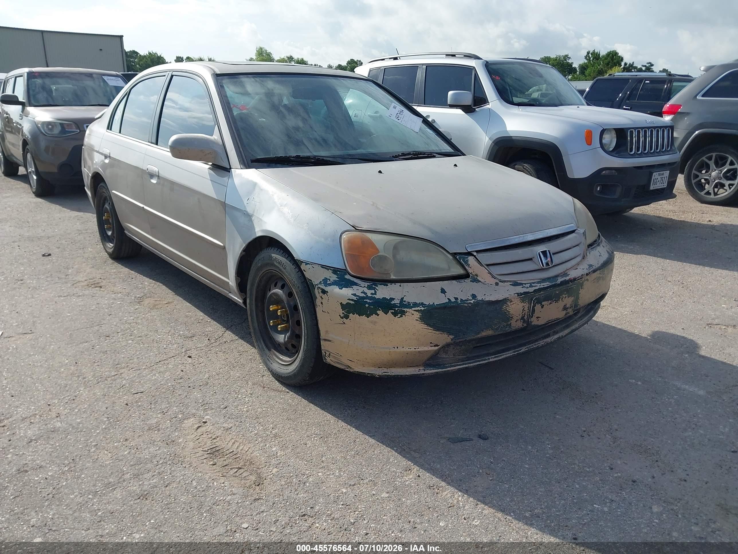 2001 Honda Civic Ex Beige vin: 2HGES26731H523494
