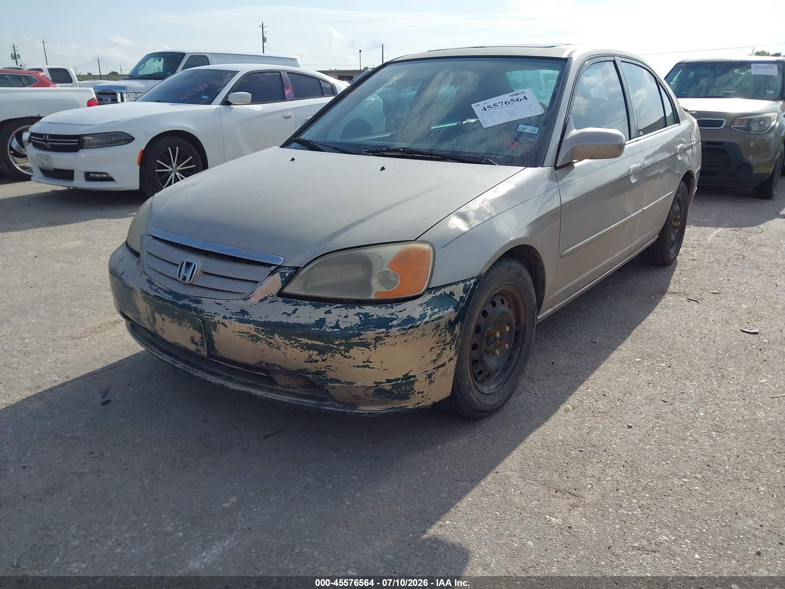 2001 Honda Civic Ex Beige vin: 2HGES26731H523494