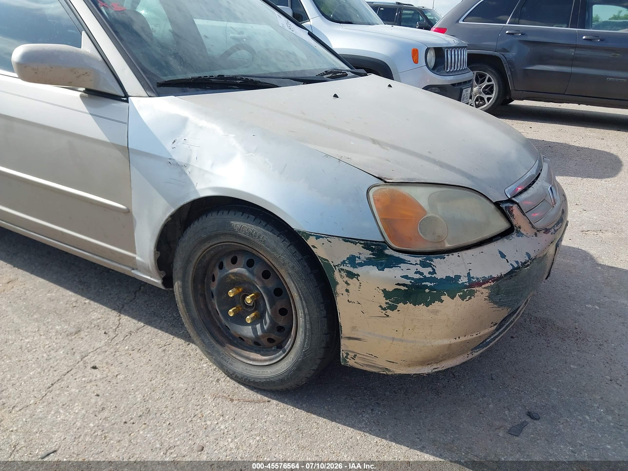2001 Honda Civic Ex Beige vin: 2HGES26731H523494