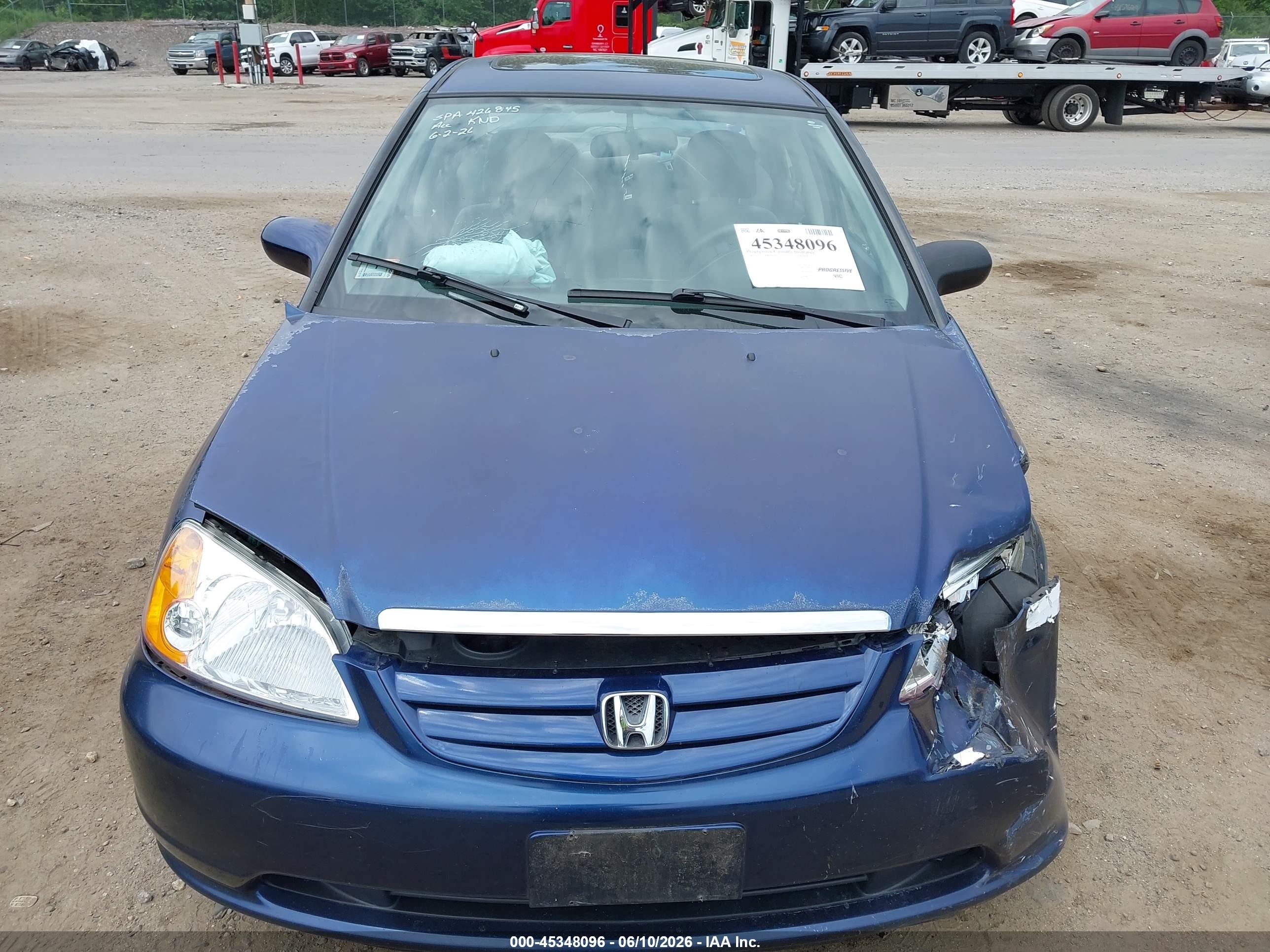 2002 Honda Civic Ex Dark Blue vin: 2HGES26732H602598
