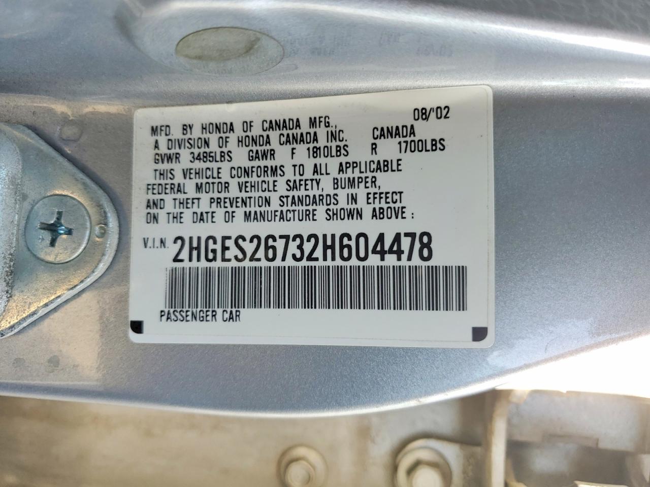 2002 Honda Civic Ex Silver vin: 2HGES26732H604478