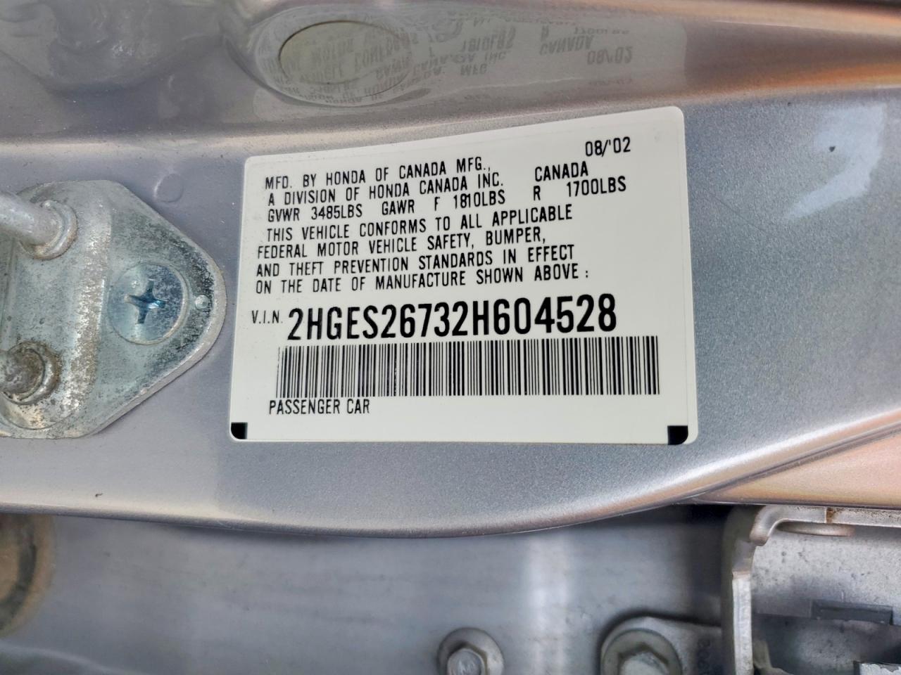 2002 Honda Civic Ex Silver vin: 2HGES26732H604528