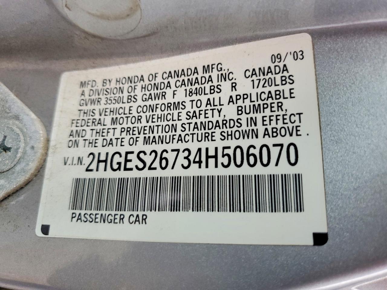 2004 Honda Civic Ex Серебряный vin: 2HGES26734H506070