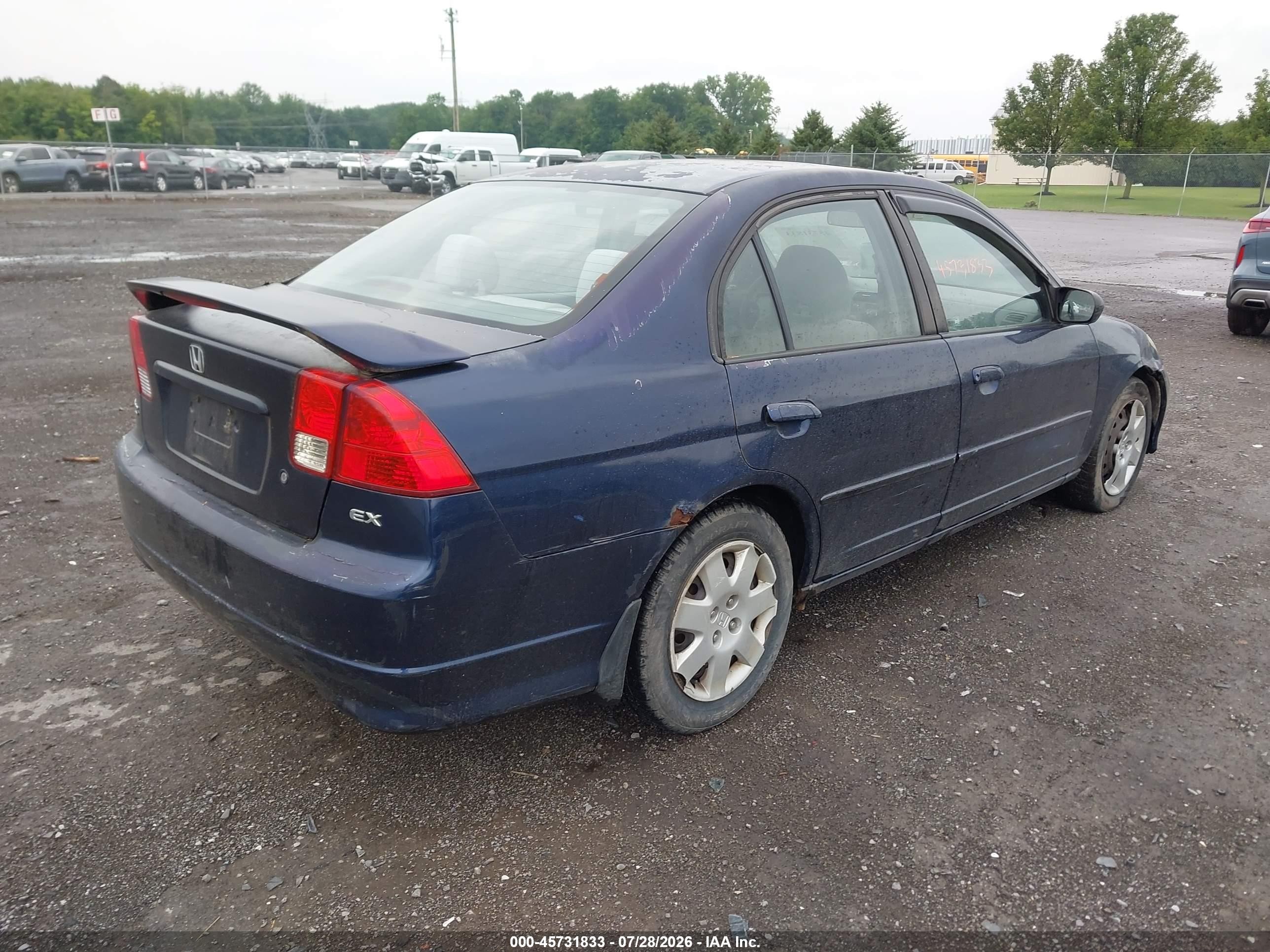 2004 Honda Civic Ex Blue vin: 2HGES26734H509356