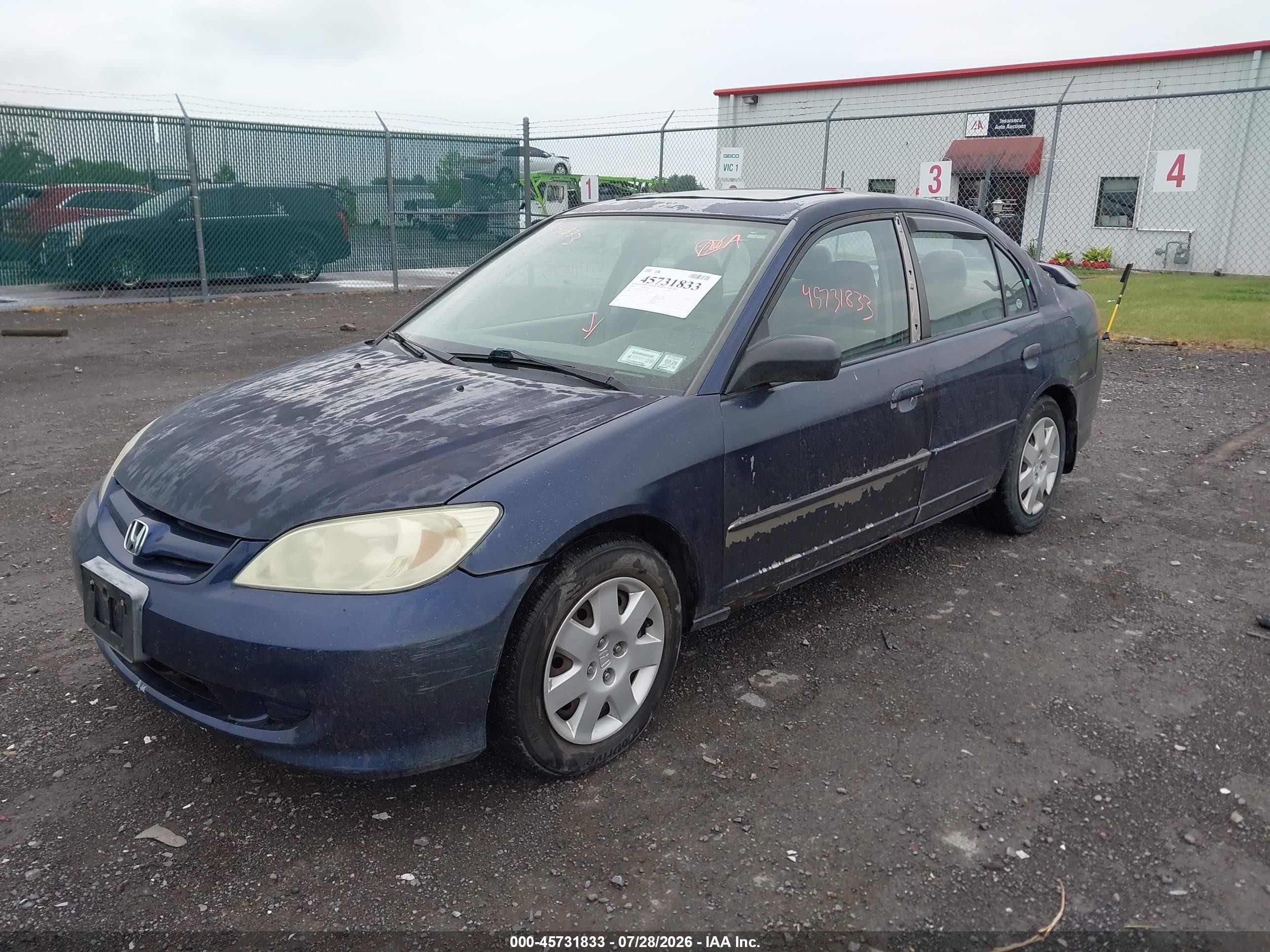 2004 Honda Civic Ex Blue vin: 2HGES26734H509356