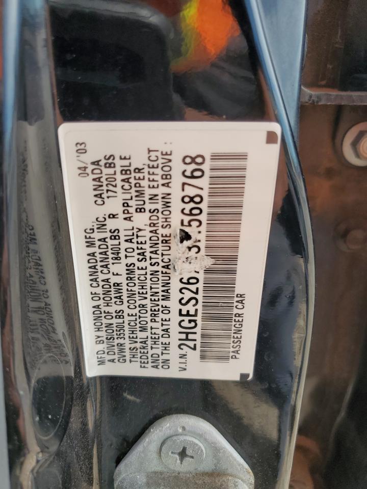 2003 Honda Civic Ex Black vin: 2HGES26743H568768