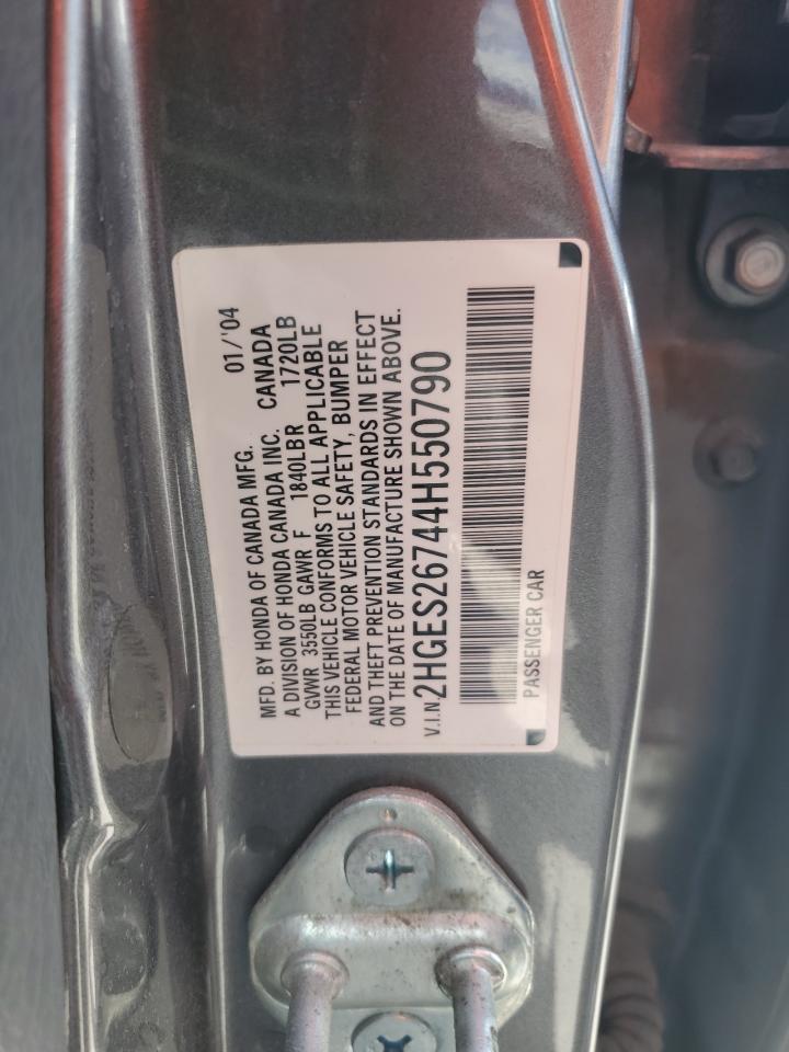 2004 Honda Civic Ex Gray vin: 2HGES26744H550790