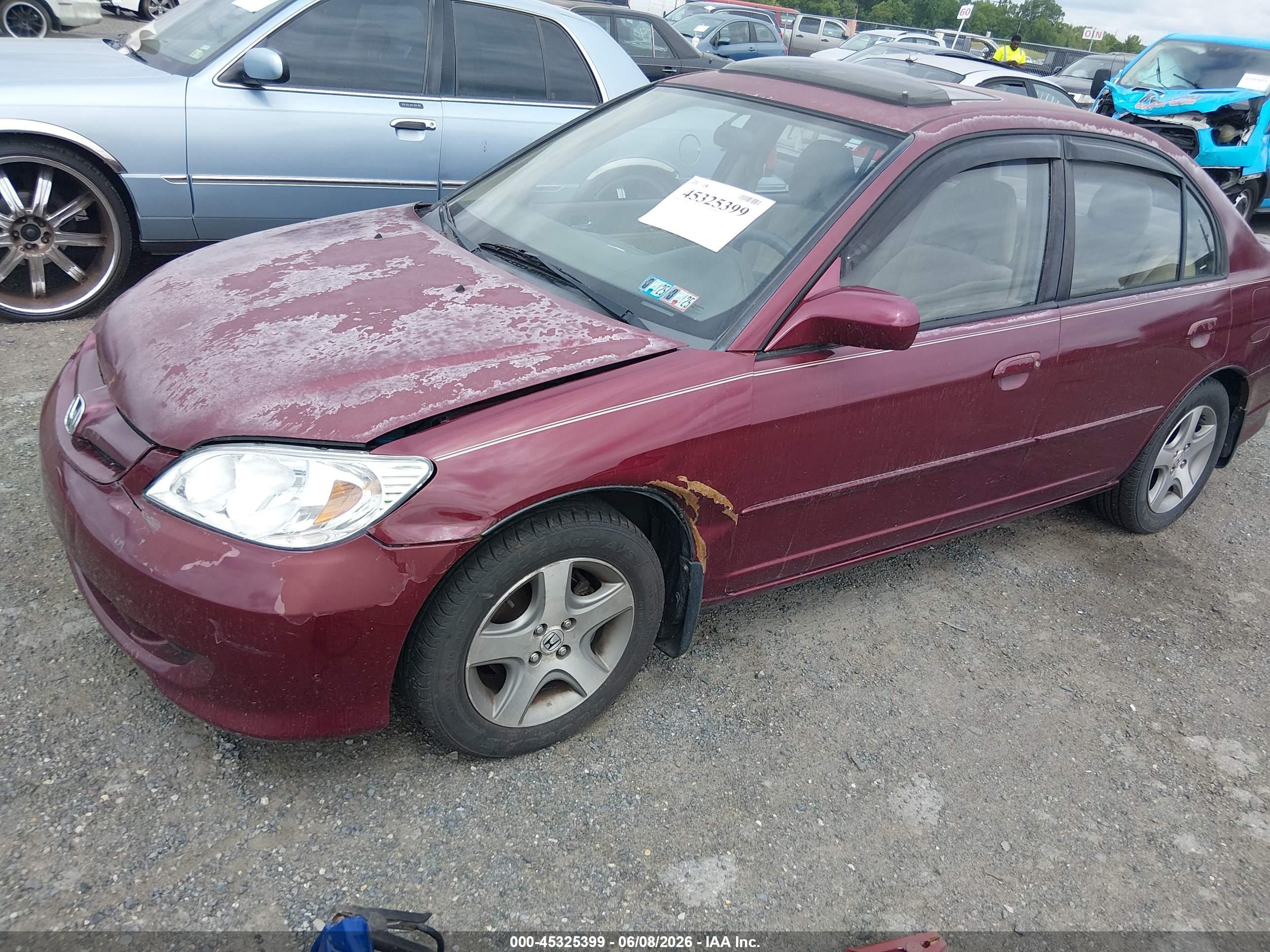 2004 Honda Civic Ex Темно-бордовый vin: 2HGES26744H569257