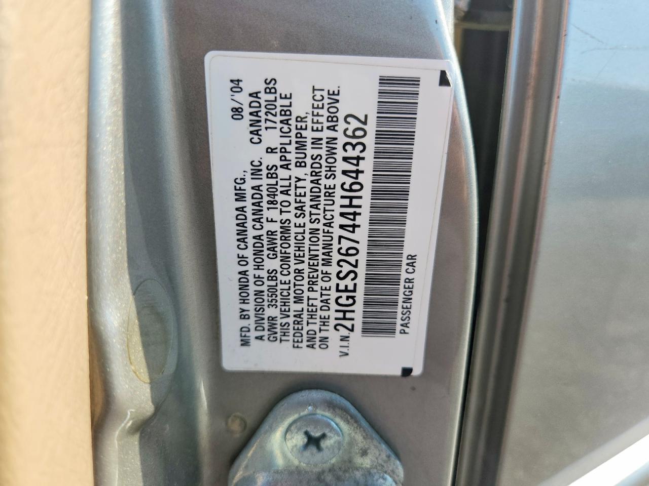 2004 Honda Civic Ex Gold vin: 2HGES26744H644362