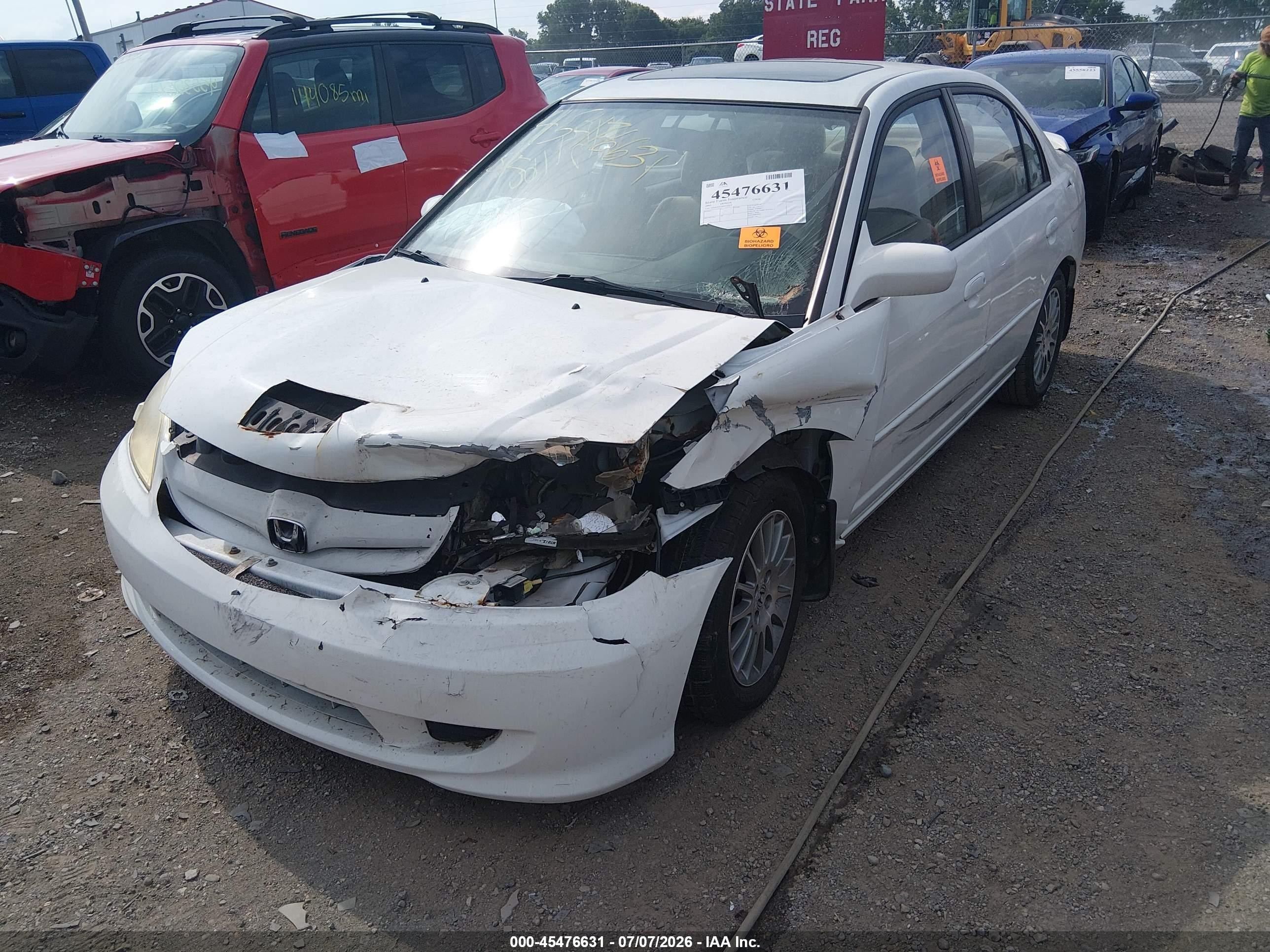 2005 Honda Civic Ex Белый vin: 2HGES26745H575318