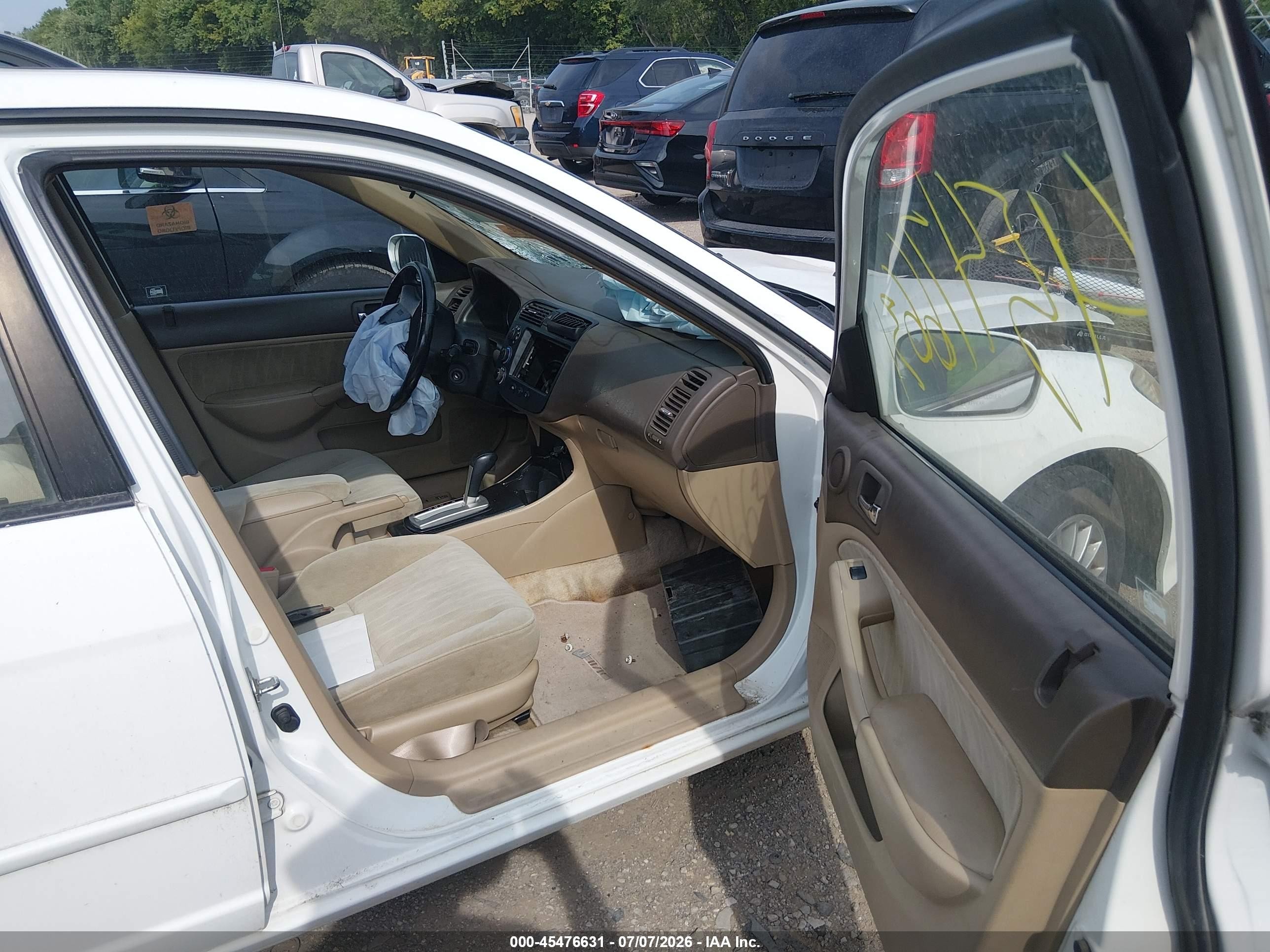 2005 Honda Civic Ex Белый vin: 2HGES26745H575318