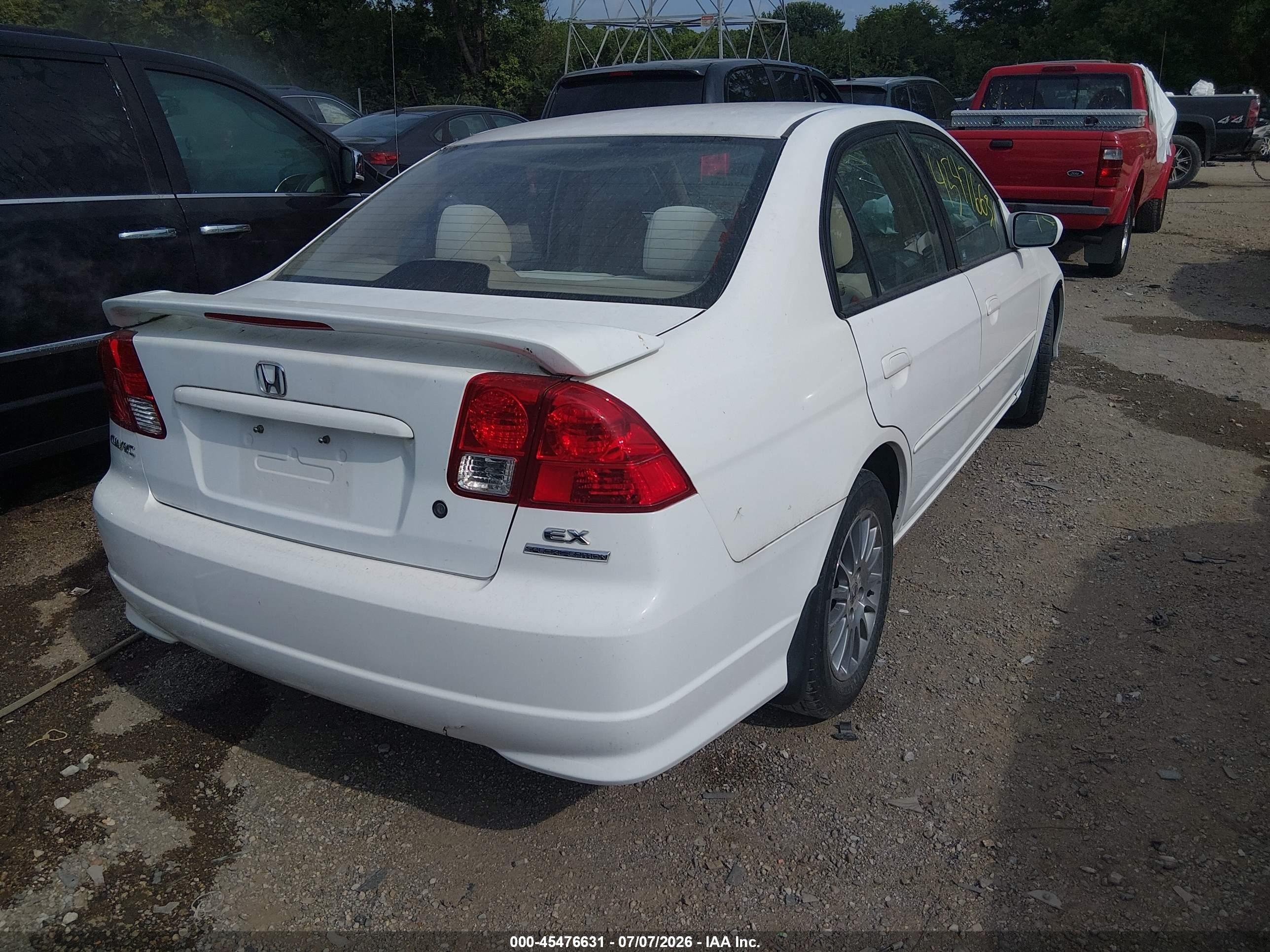 2005 Honda Civic Ex Белый vin: 2HGES26745H575318
