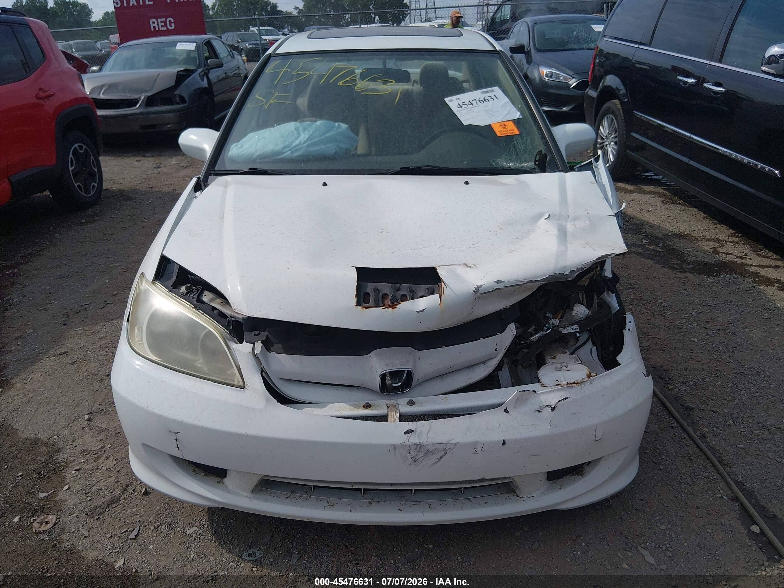2005 Honda Civic Ex Белый vin: 2HGES26745H575318