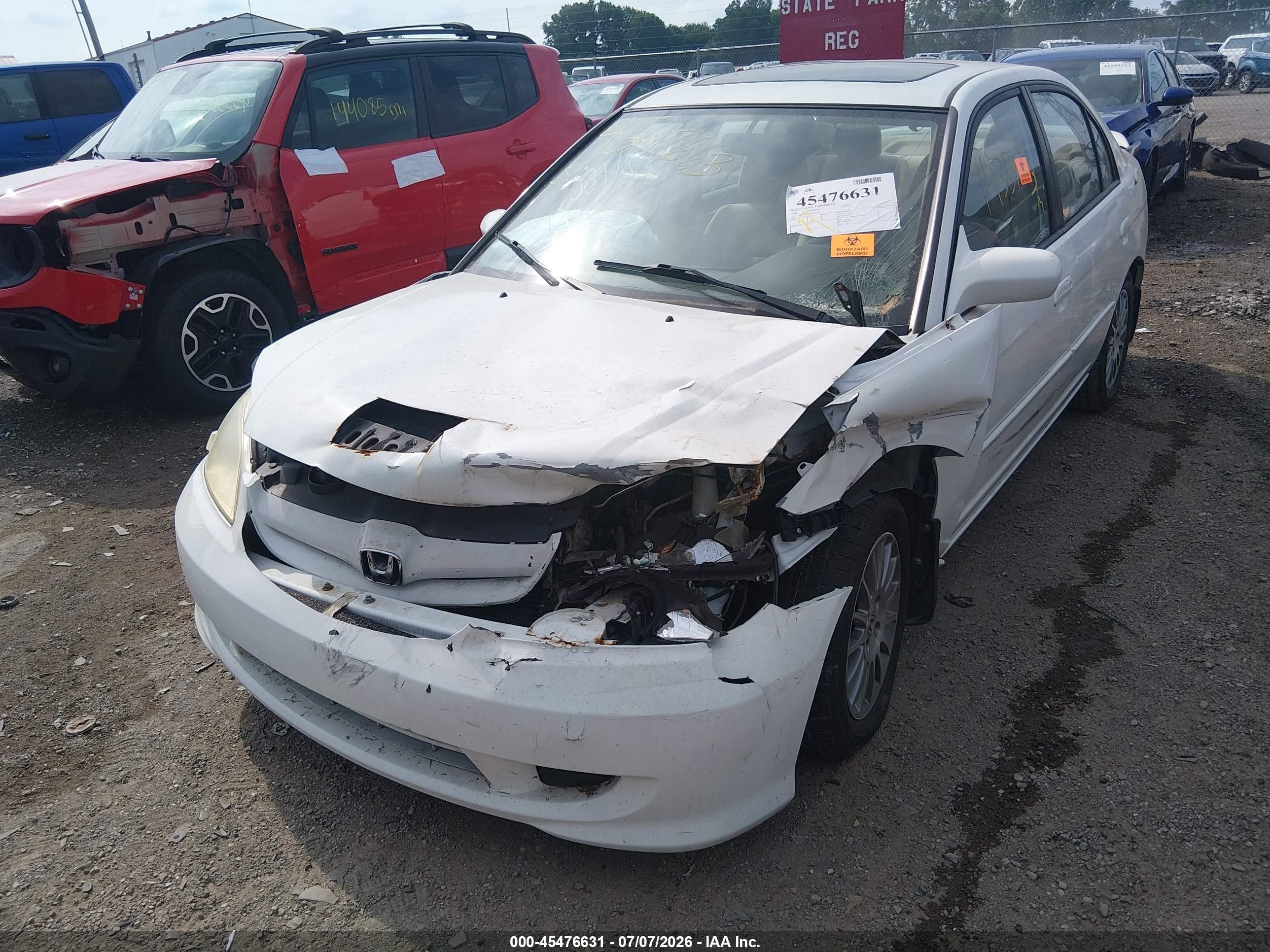 2005 Honda Civic Ex Белый vin: 2HGES26745H575318