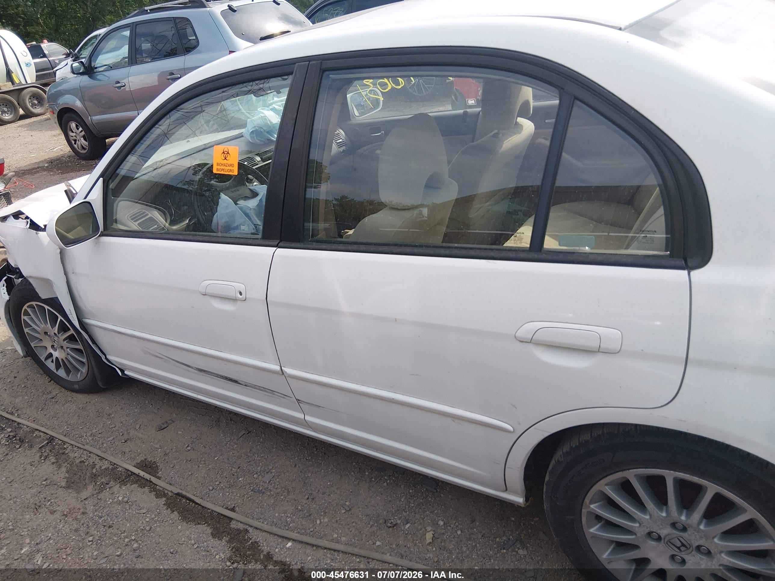 2005 Honda Civic Ex Белый vin: 2HGES26745H575318