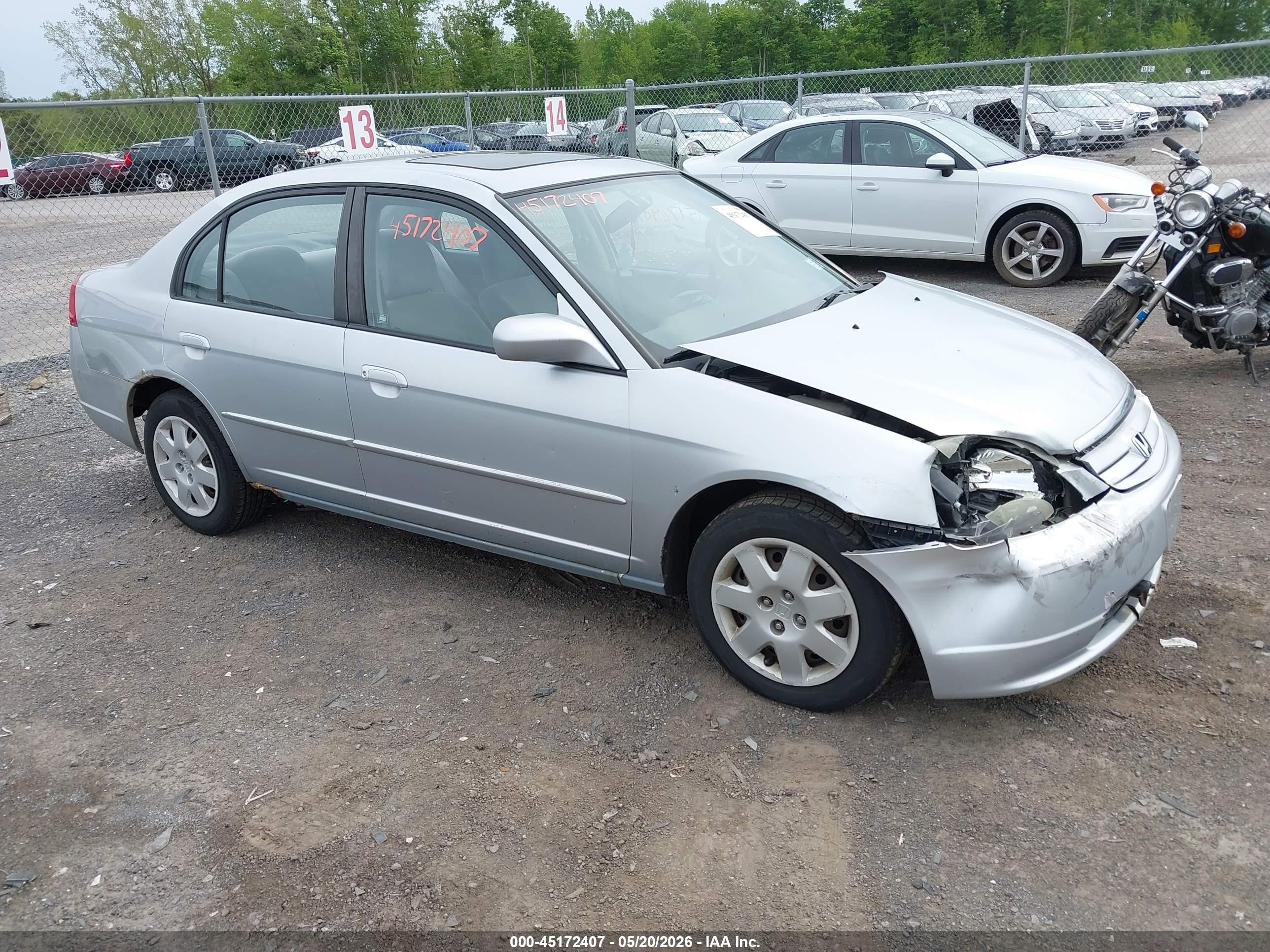 2001 Honda Civic Ex Silver vin: 2HGES26751H512819