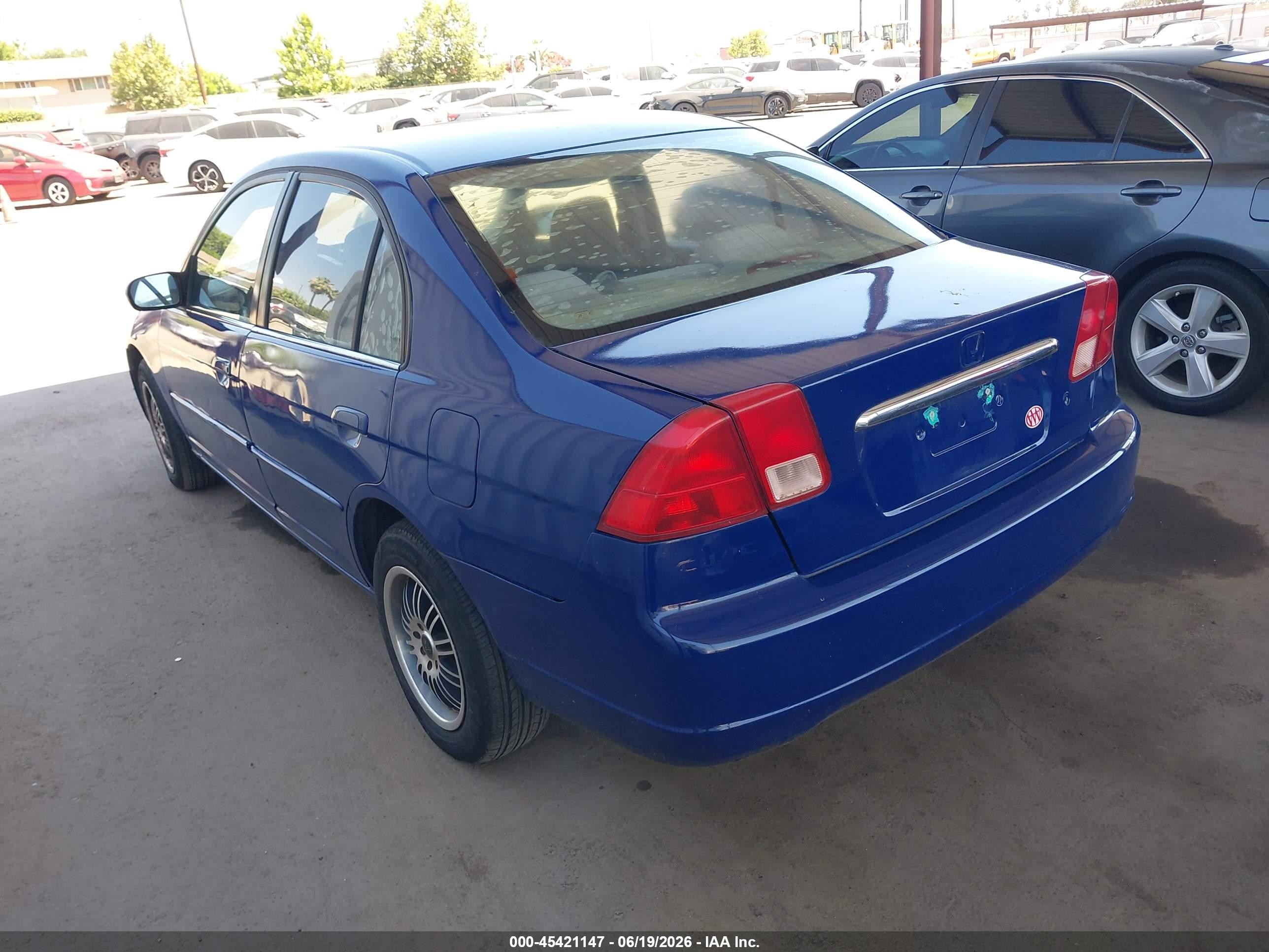 2001 Honda Civic Ex Синий vin: 2HGES26751H562040