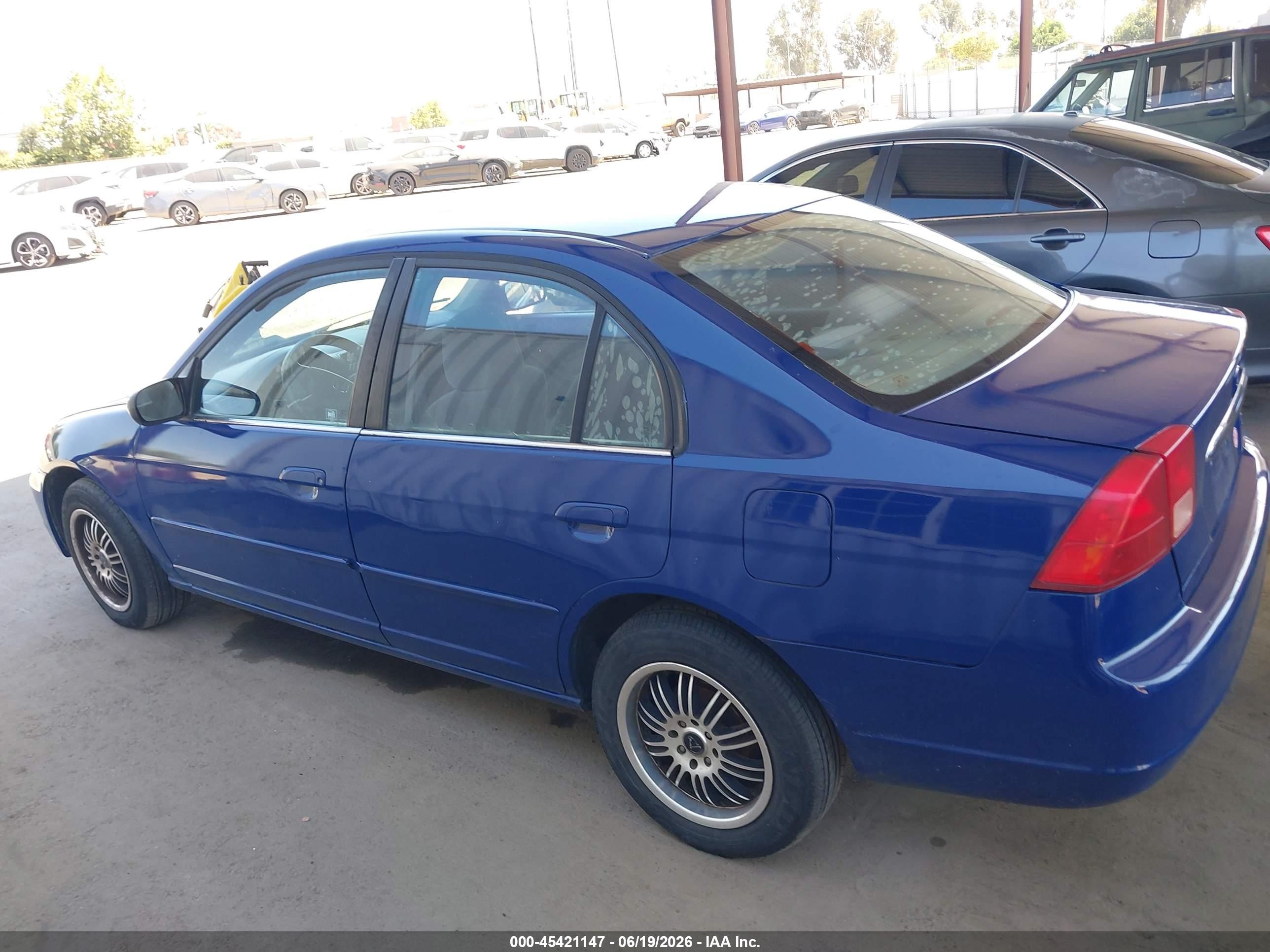 2001 Honda Civic Ex Синий vin: 2HGES26751H562040
