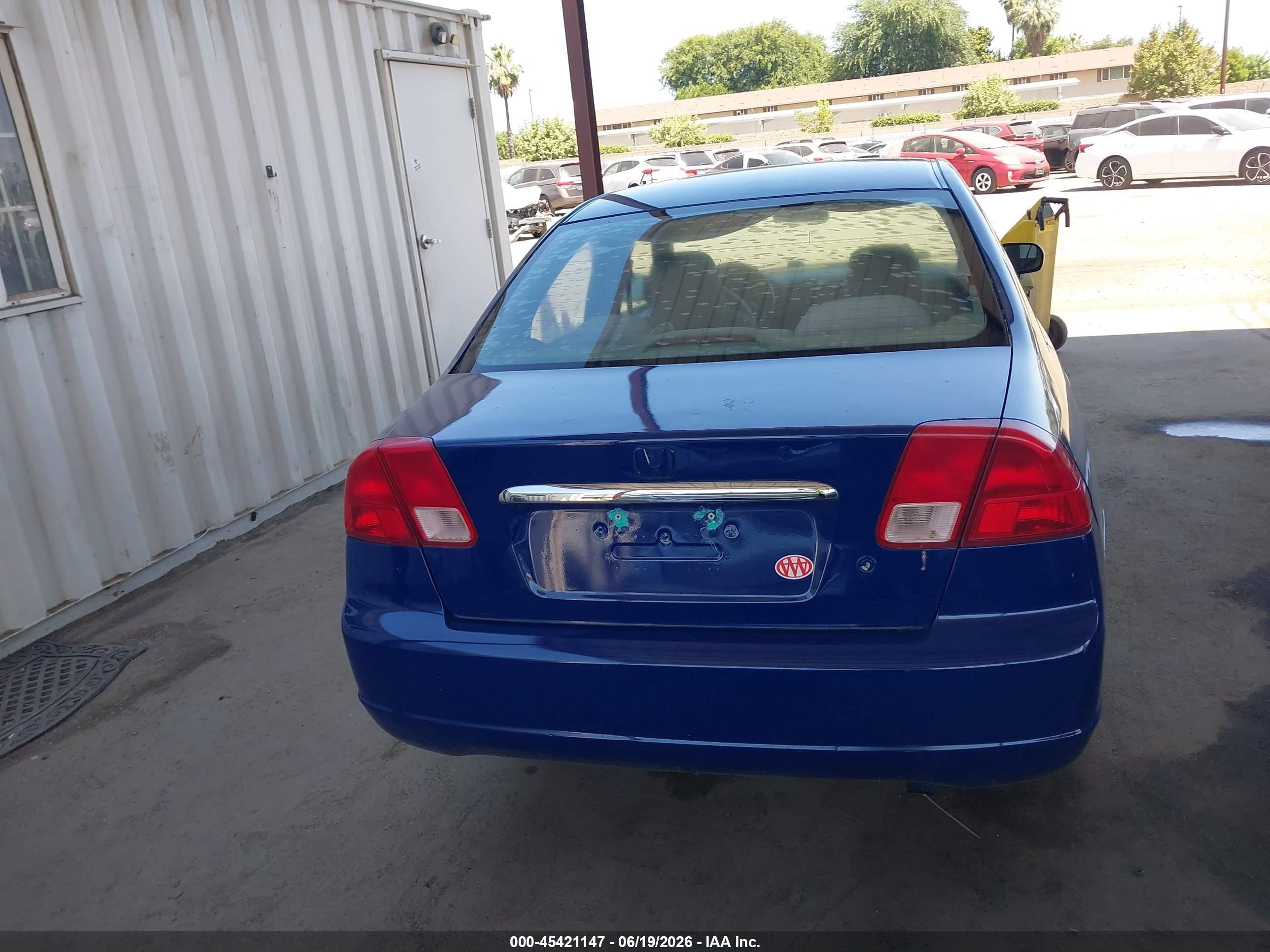 2001 Honda Civic Ex Синий vin: 2HGES26751H562040