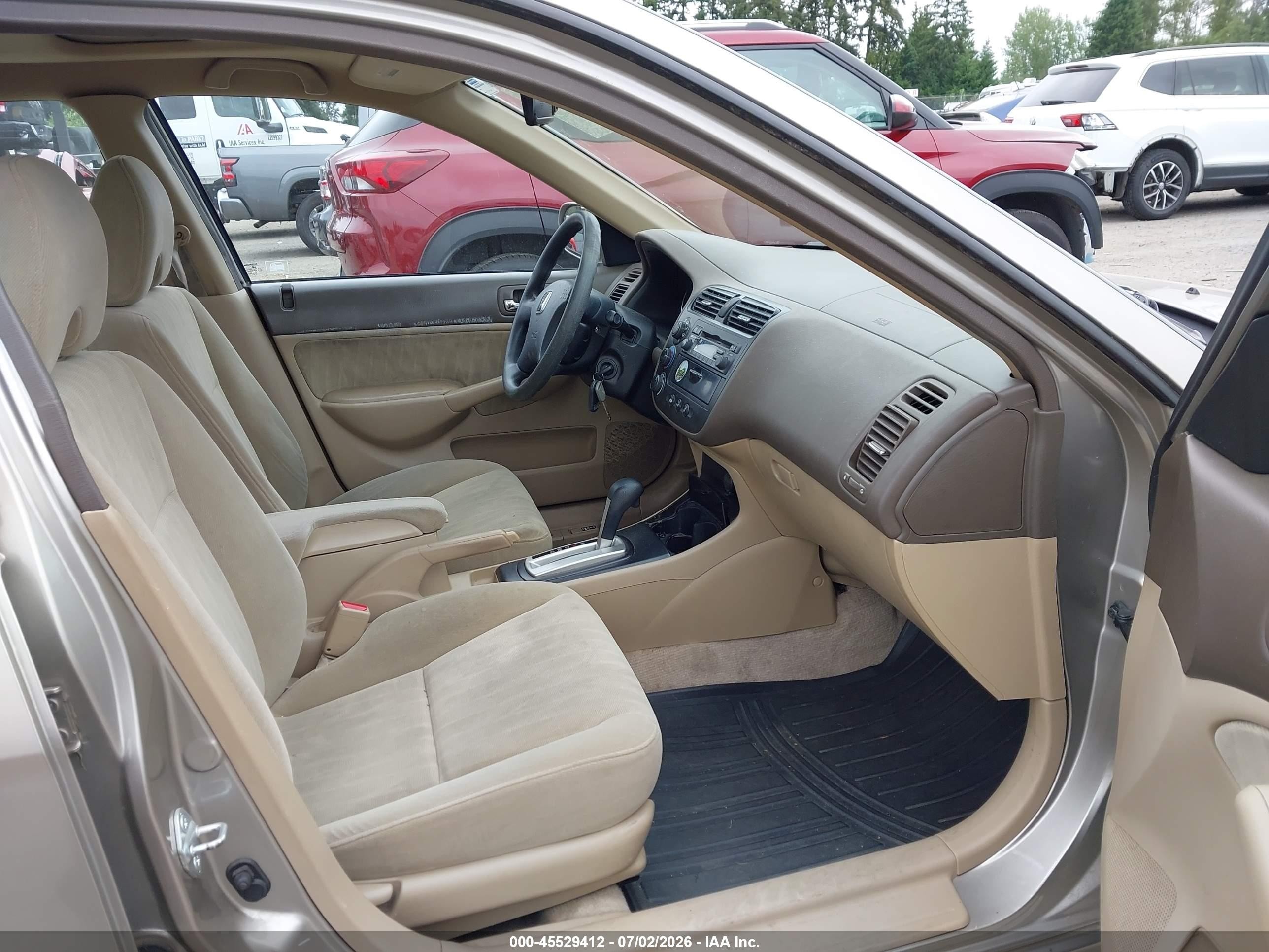 2003 Honda Civic Ex Champagne vin: 2HGES26753H520602