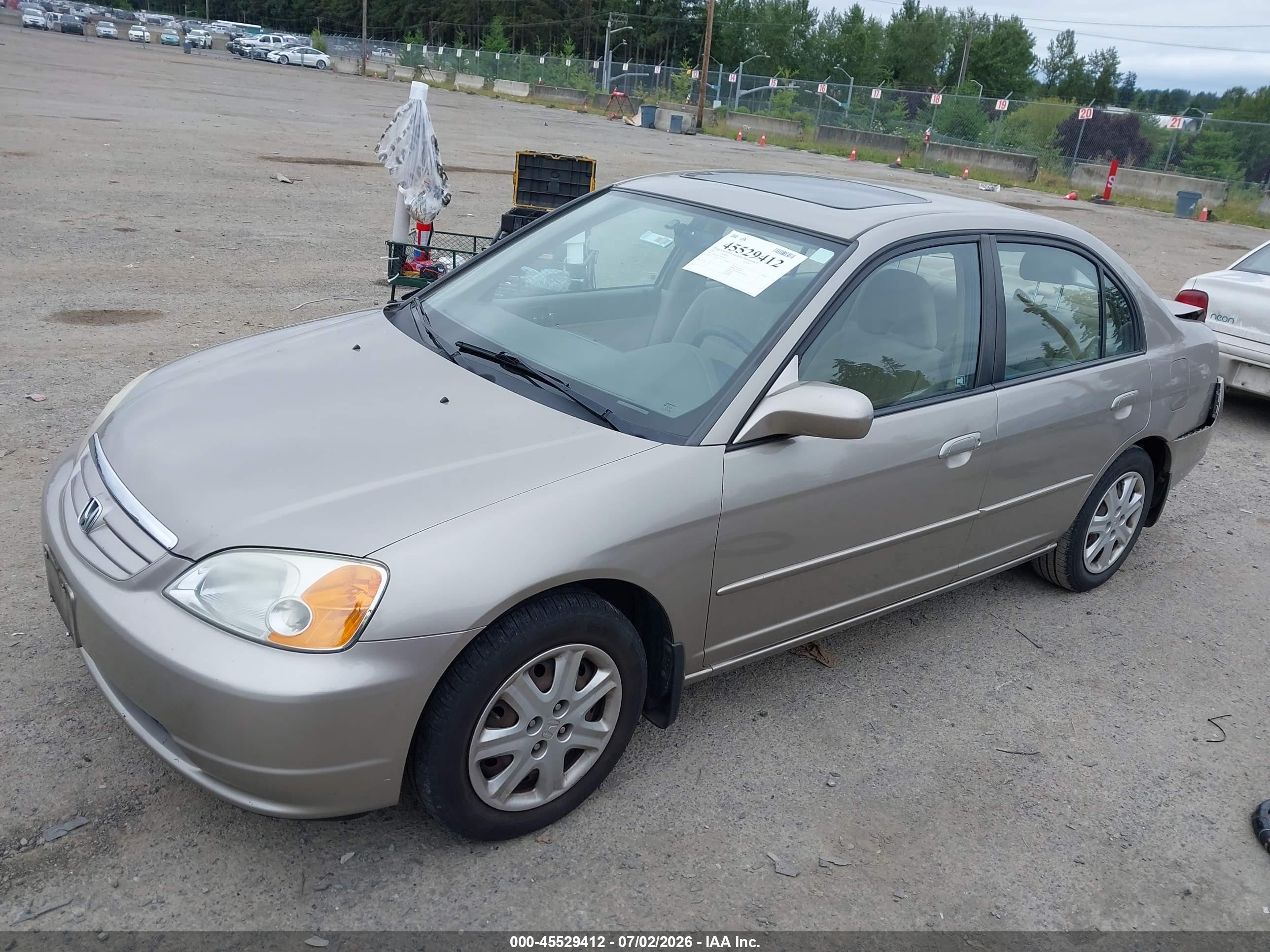 2003 Honda Civic Ex Champagne vin: 2HGES26753H520602