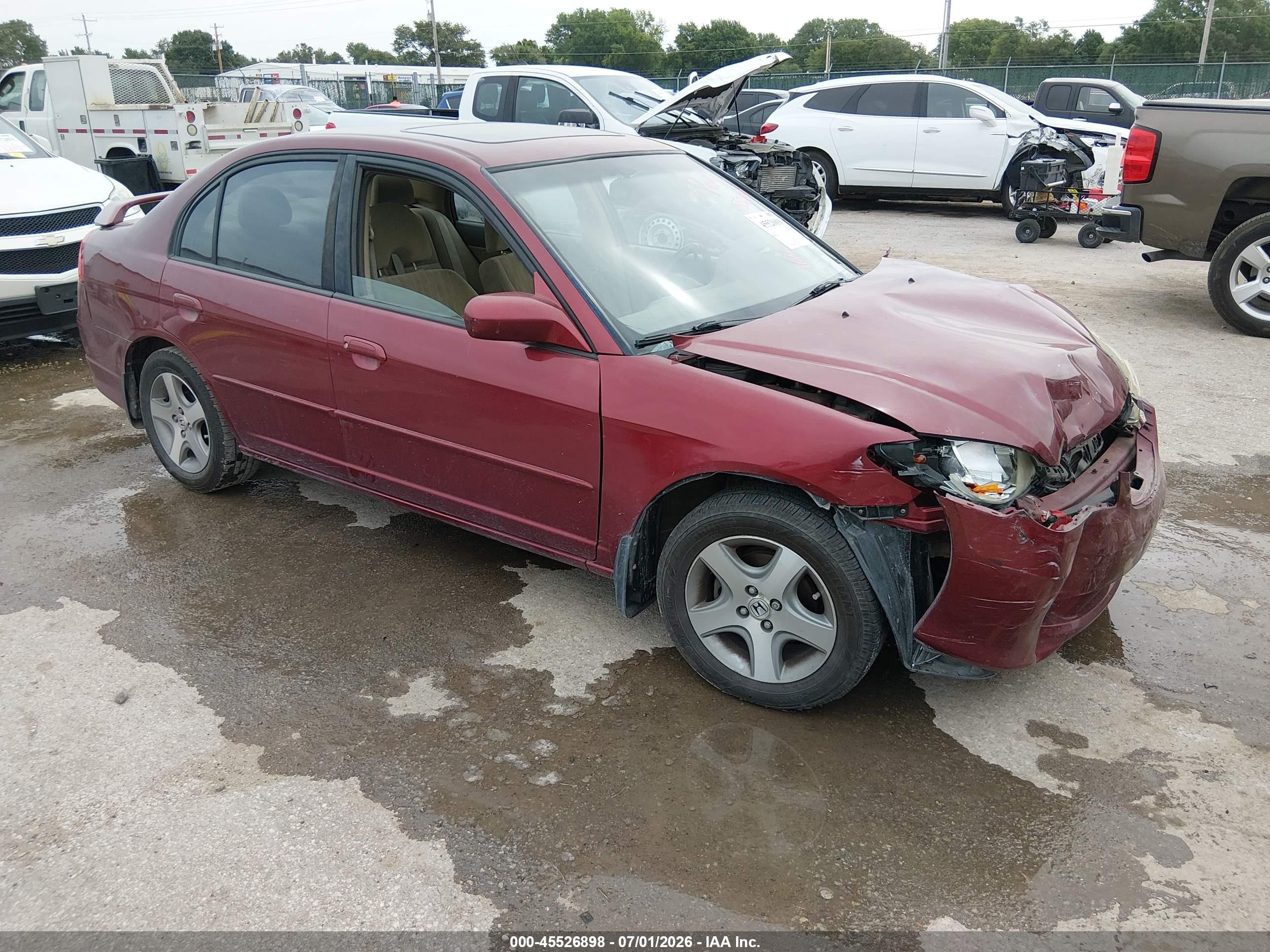 2005 Honda Civic Ex Красный vin: 2HGES26755H531683