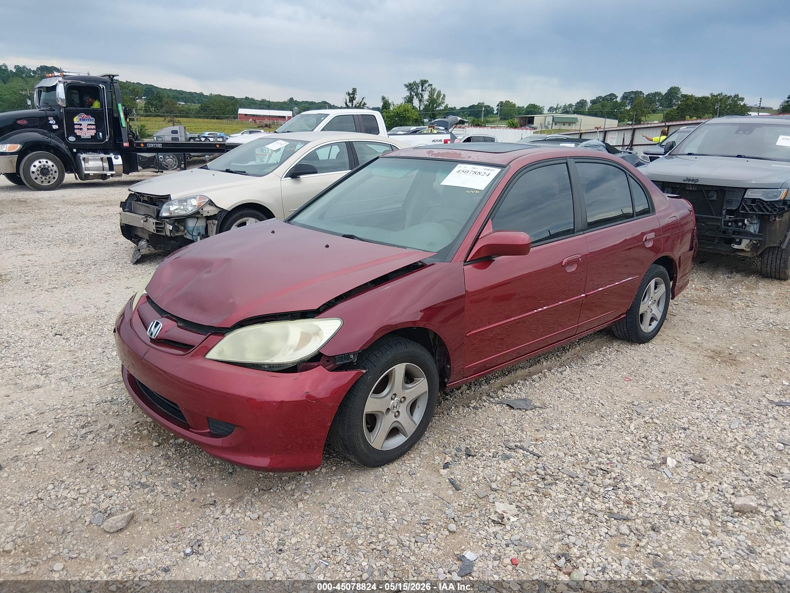 2005 Honda Civic Ex Red vin: 2HGES26755H553652