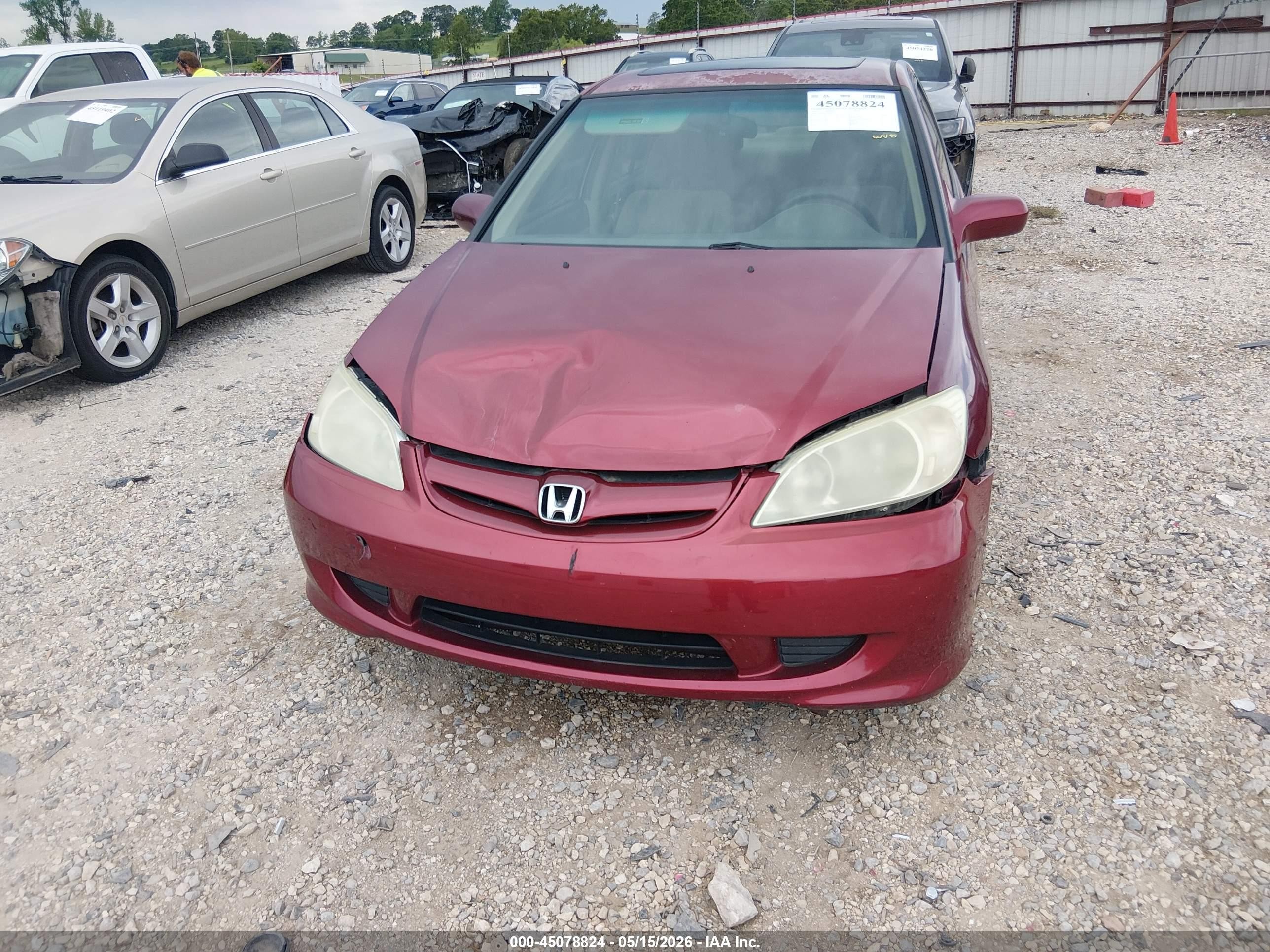2005 Honda Civic Ex Red vin: 2HGES26755H553652