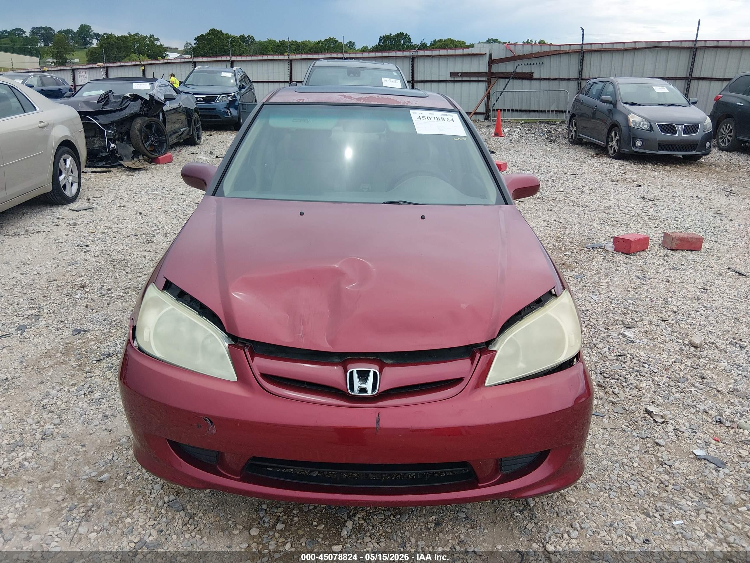 2005 Honda Civic Ex Red vin: 2HGES26755H553652
