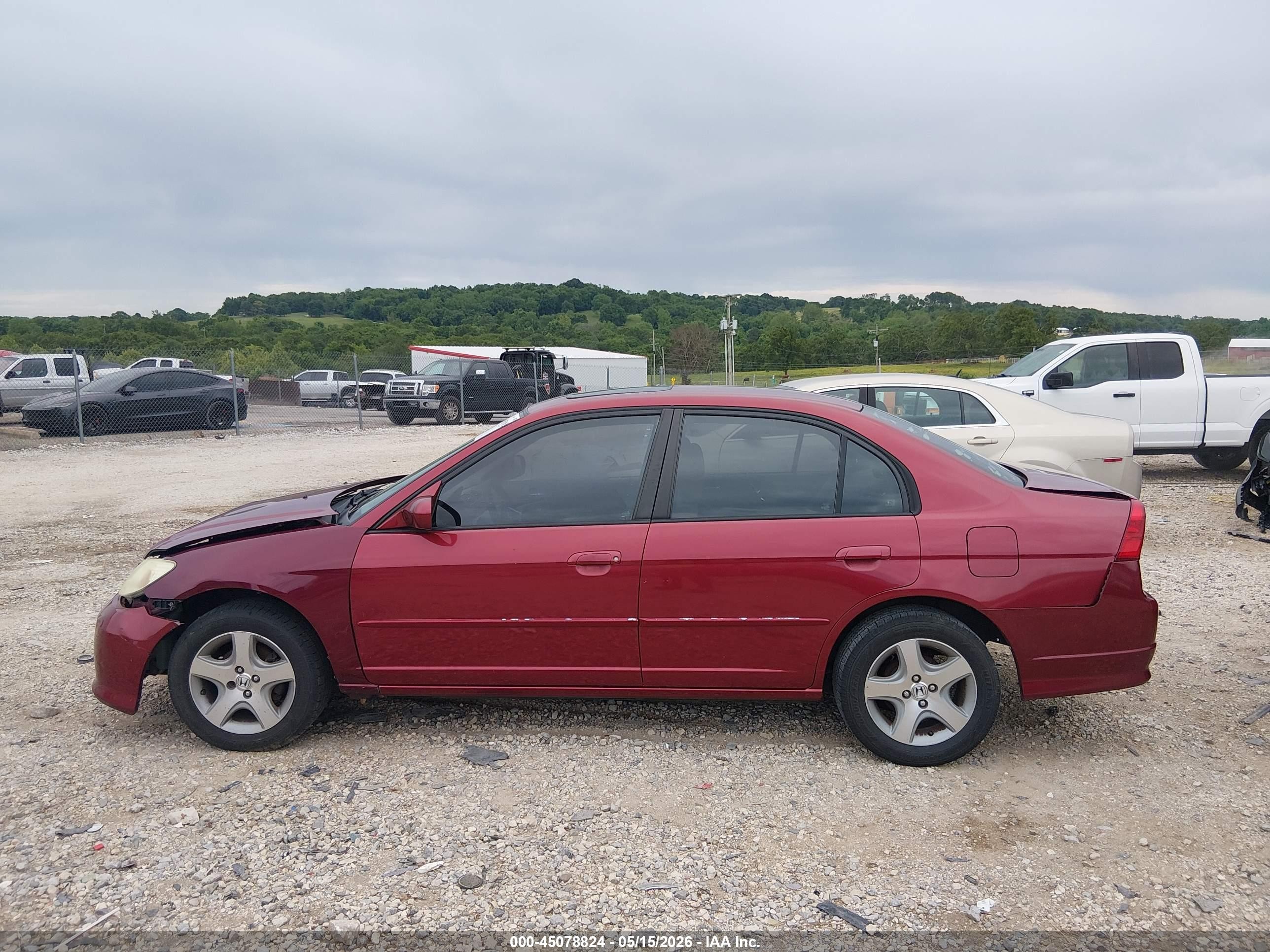 2005 Honda Civic Ex Red vin: 2HGES26755H553652